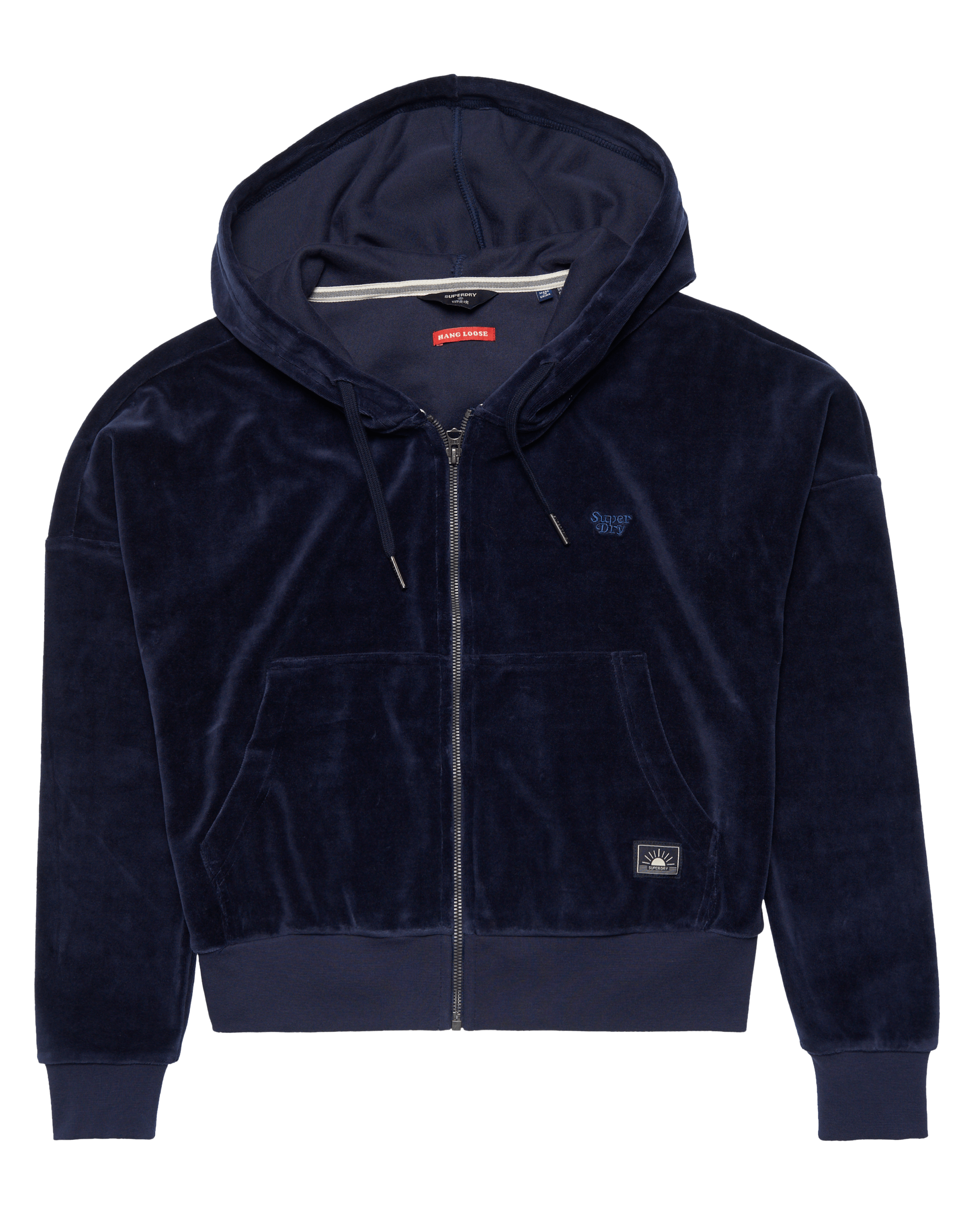 Vintage Crop Zip Hoodie In Navy