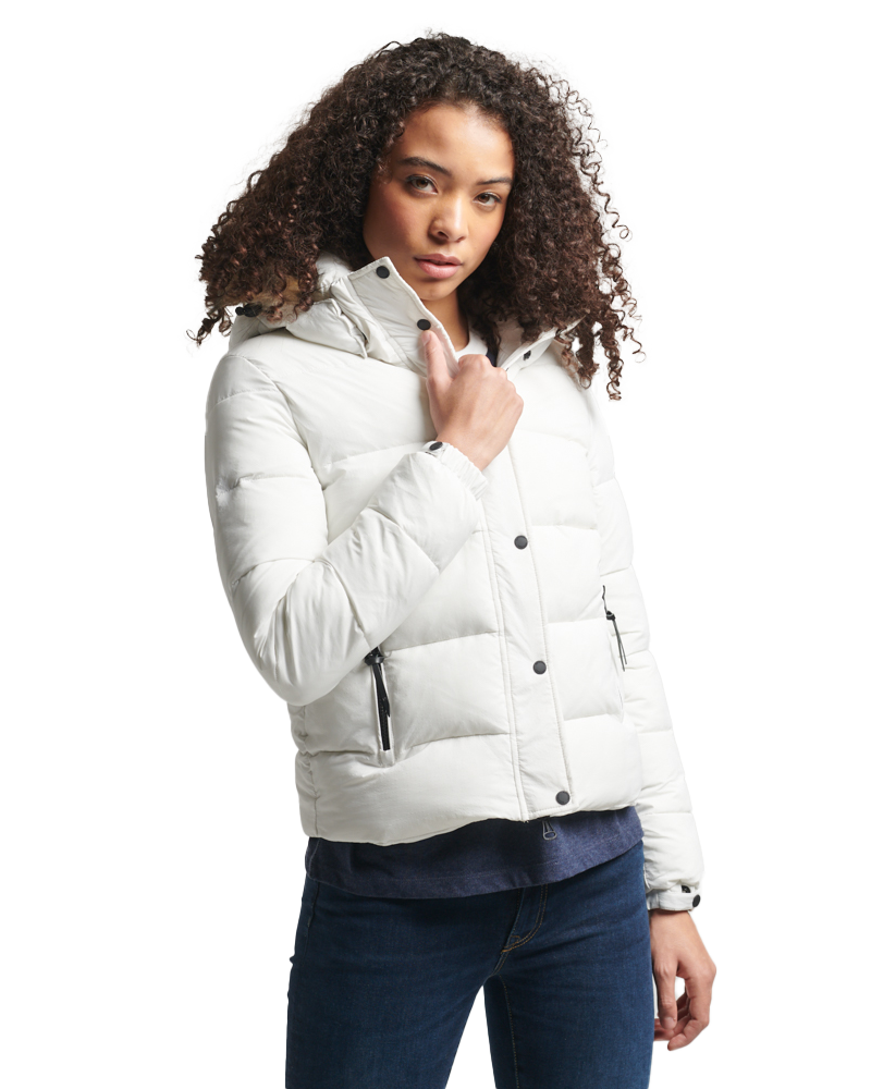 Vintage Hooded Mid Layer Short Jacket In Optic