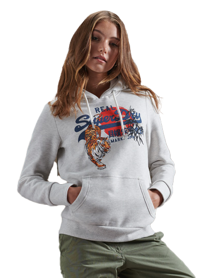 Vintage Logo Rising Sun Hoodie In Oatmeal Marl