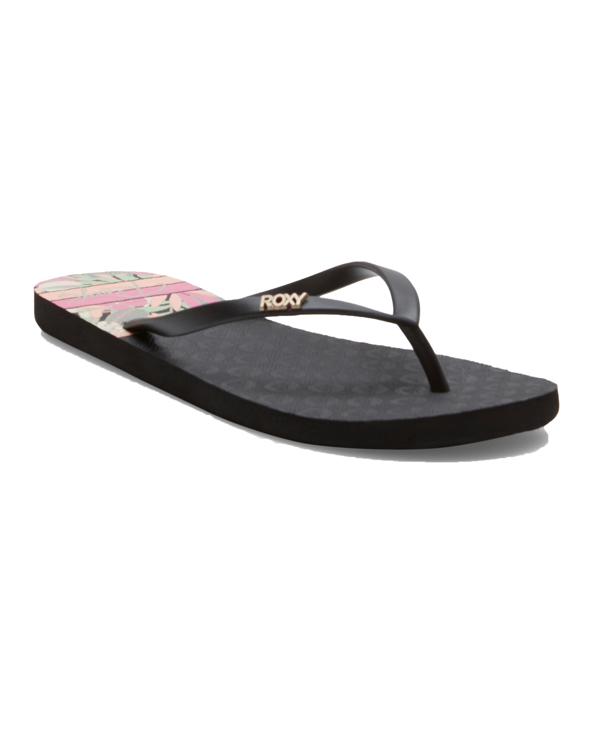 Viva Printed Flip Flops In Black  PinkandSoft Lime