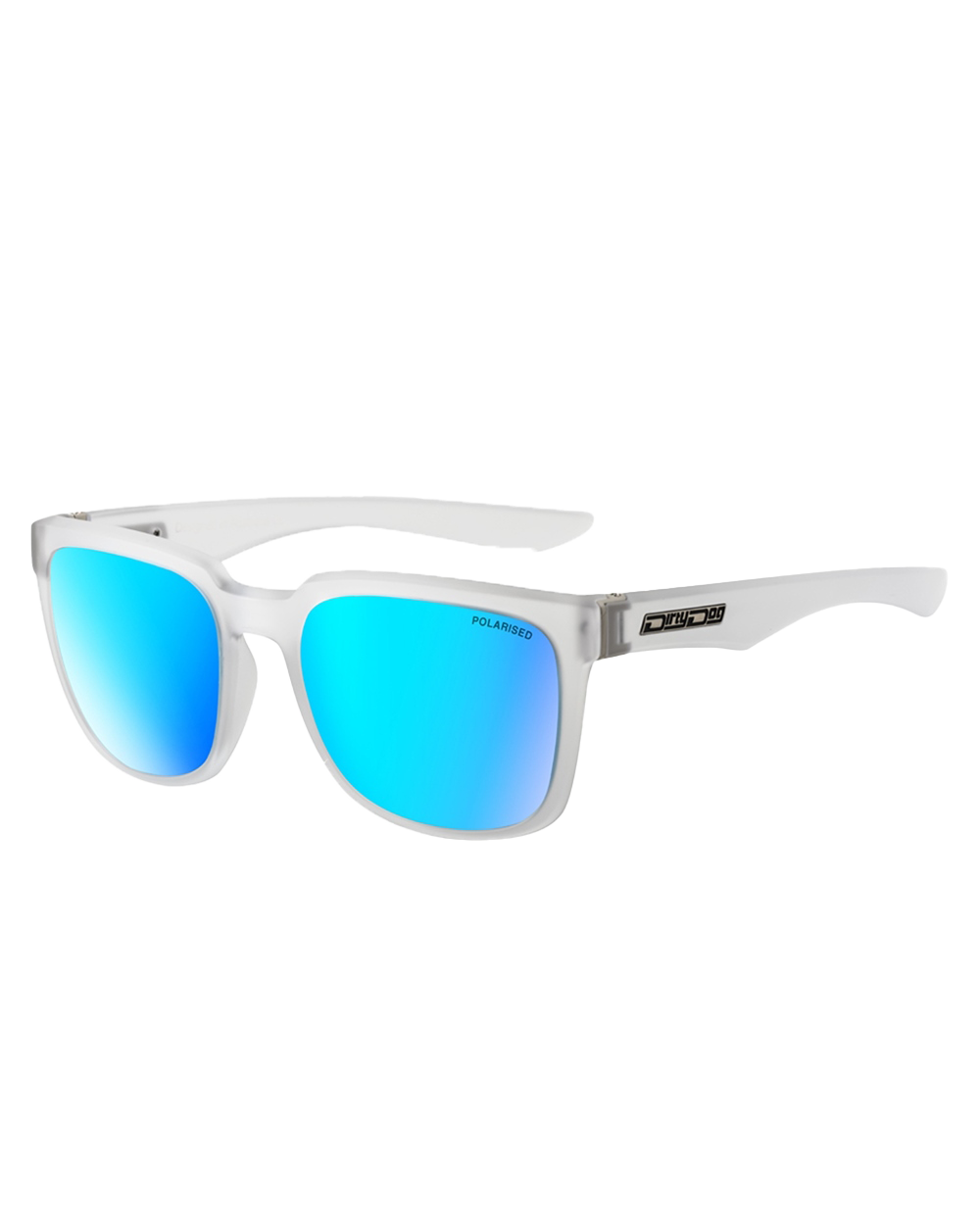 Blade Polarised Sunglasses In Crystal Clear GreyandIce Blue