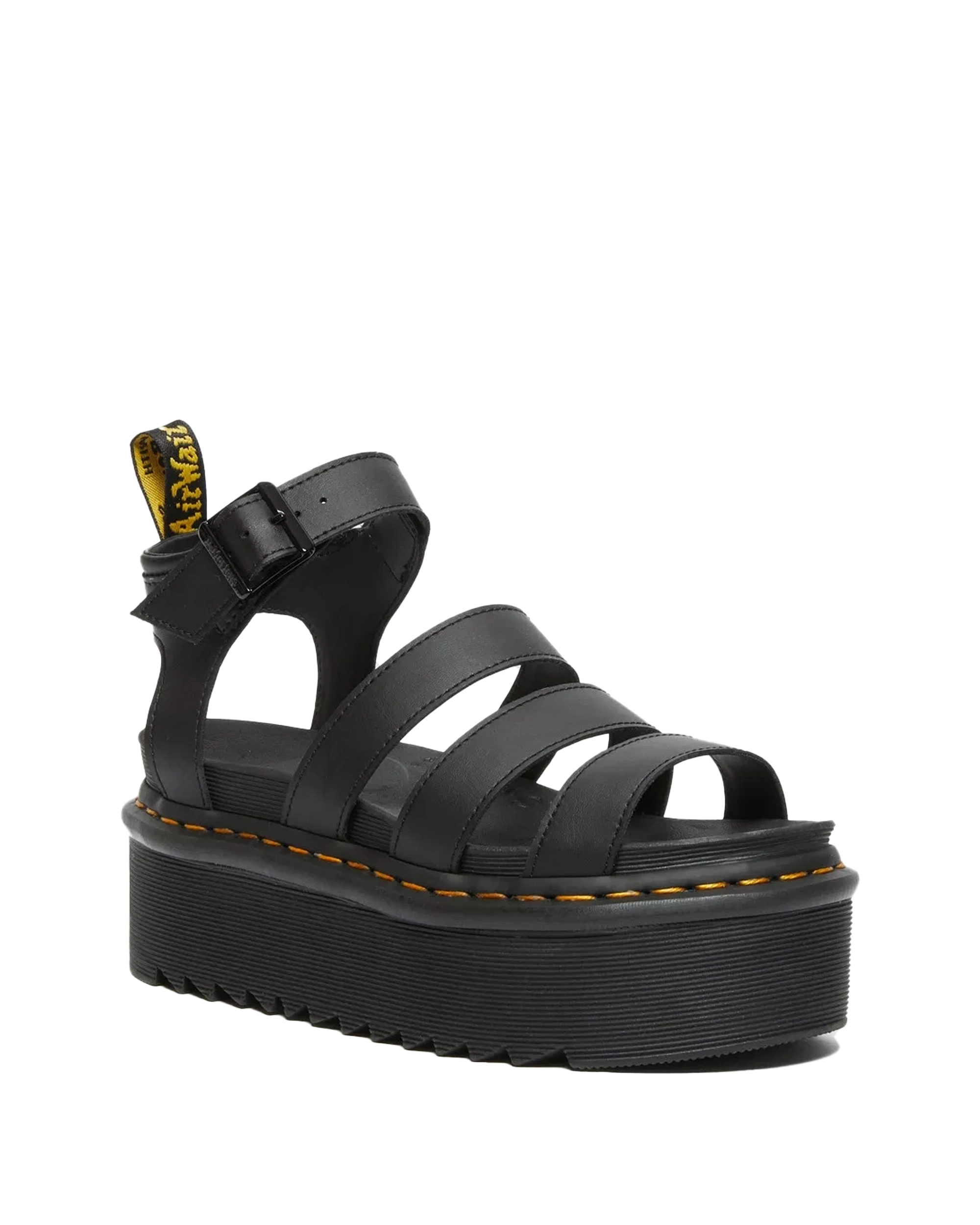 Blaire Quad Hydro Leather Platform Gladiator Sandals In Black Hydro