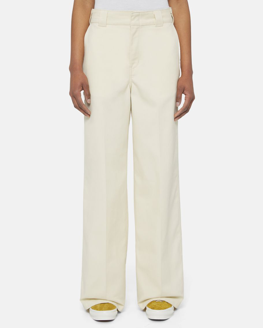 Wide Leg Work Trousers In White Cap Grey