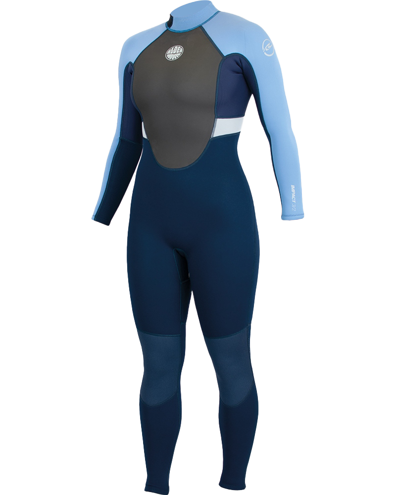 Womens Impact 3/2mm Back Zip Wetsuit In Blue Ribbon  Acid BlueandFog Blue