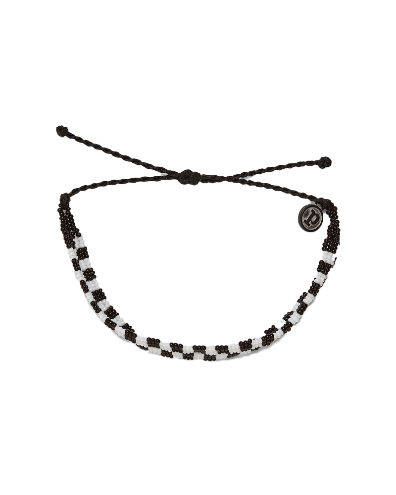 Woven Seed Bead Checkerboard Bracelet In BlackandWhite
