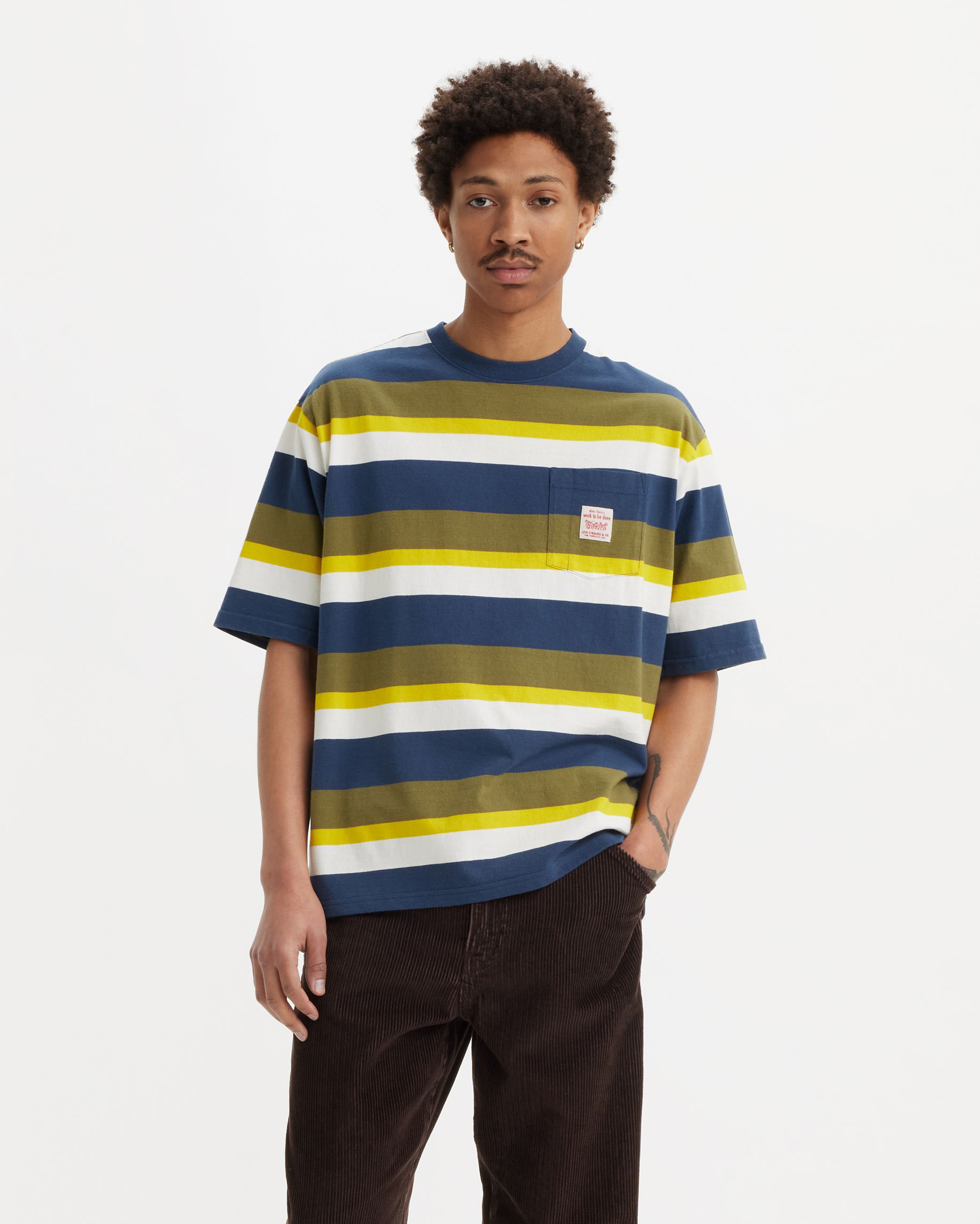 Blocking Stripe Workwear T-shirt In Spellbound