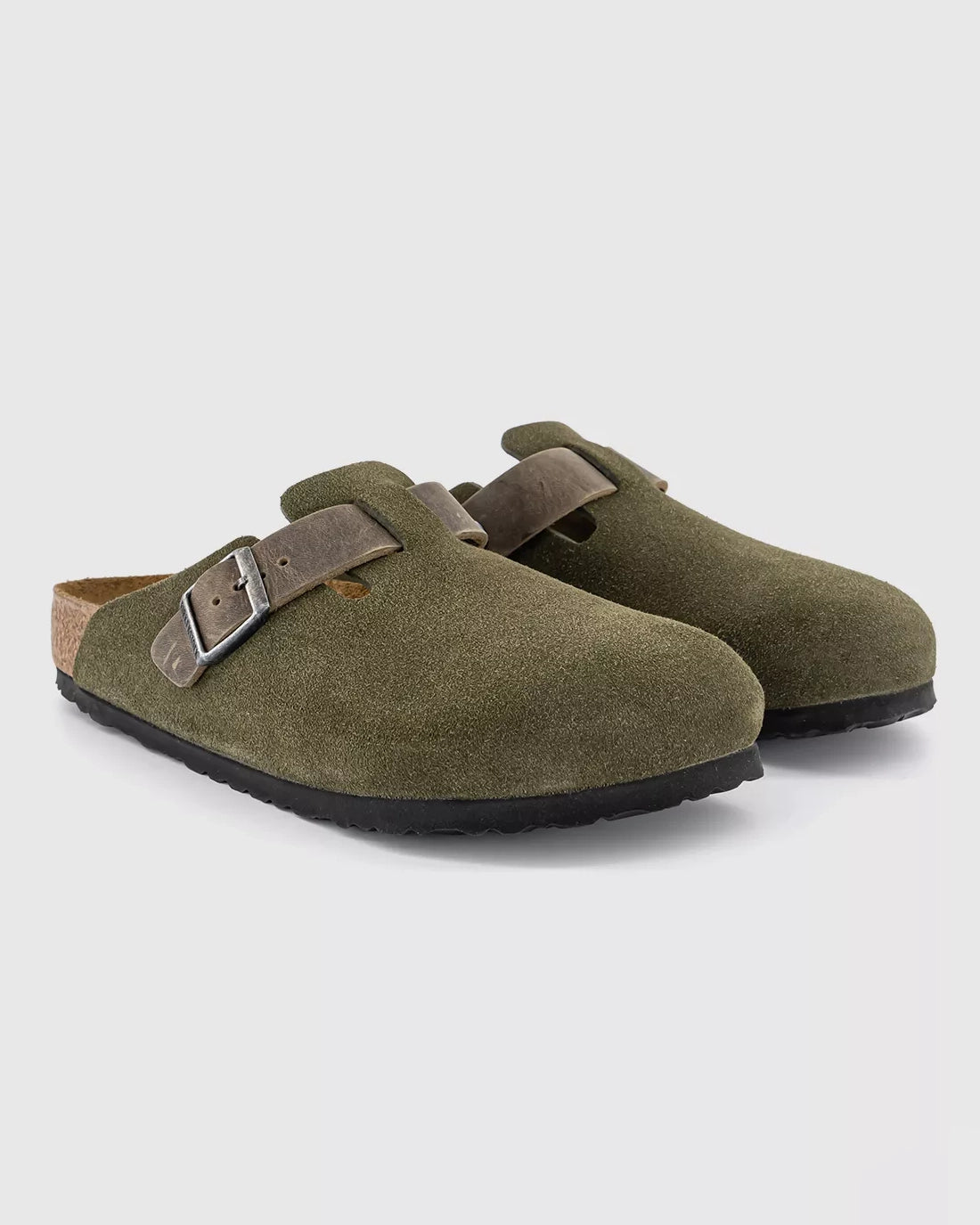 Boston Mixed Leather Sandals In Thyme