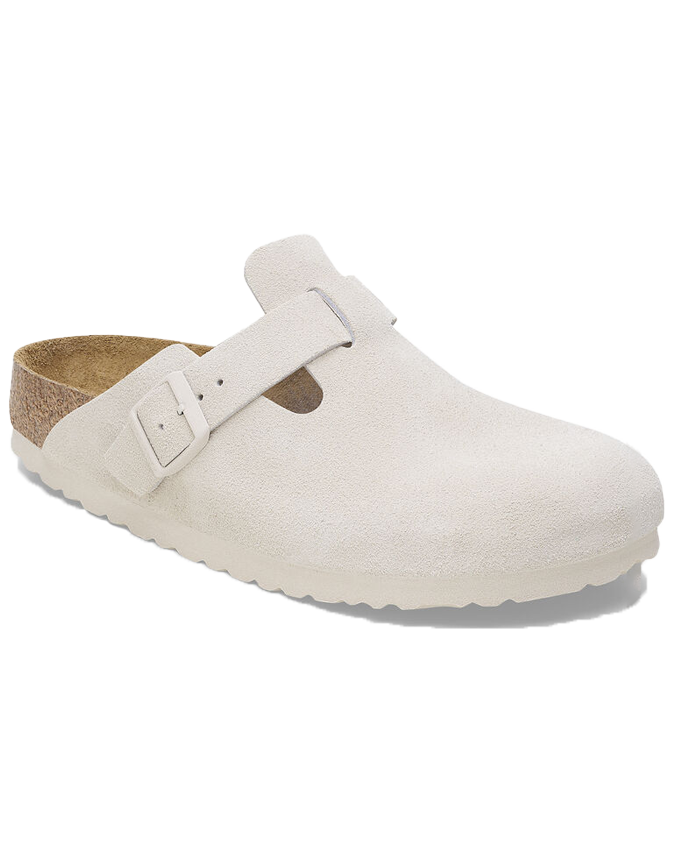 Boston Suede Leather Sandals In Antique White