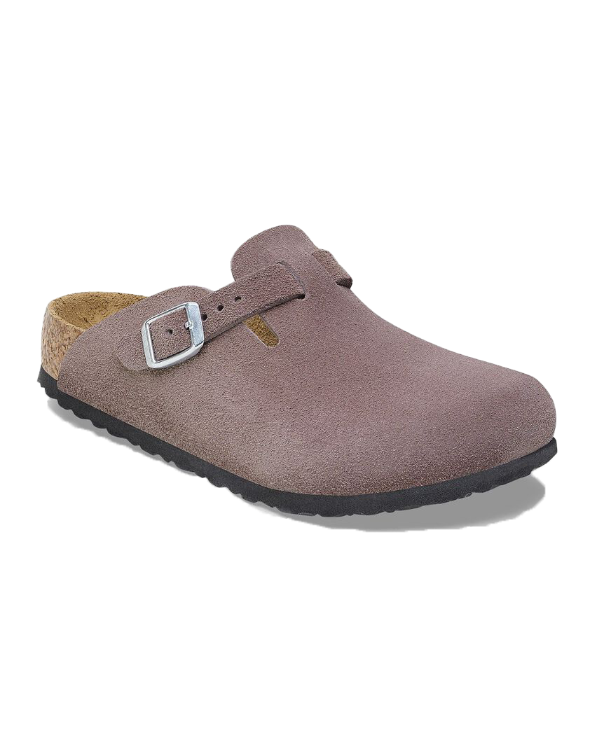 Boston Suede Leather Sandals In Faded Purple