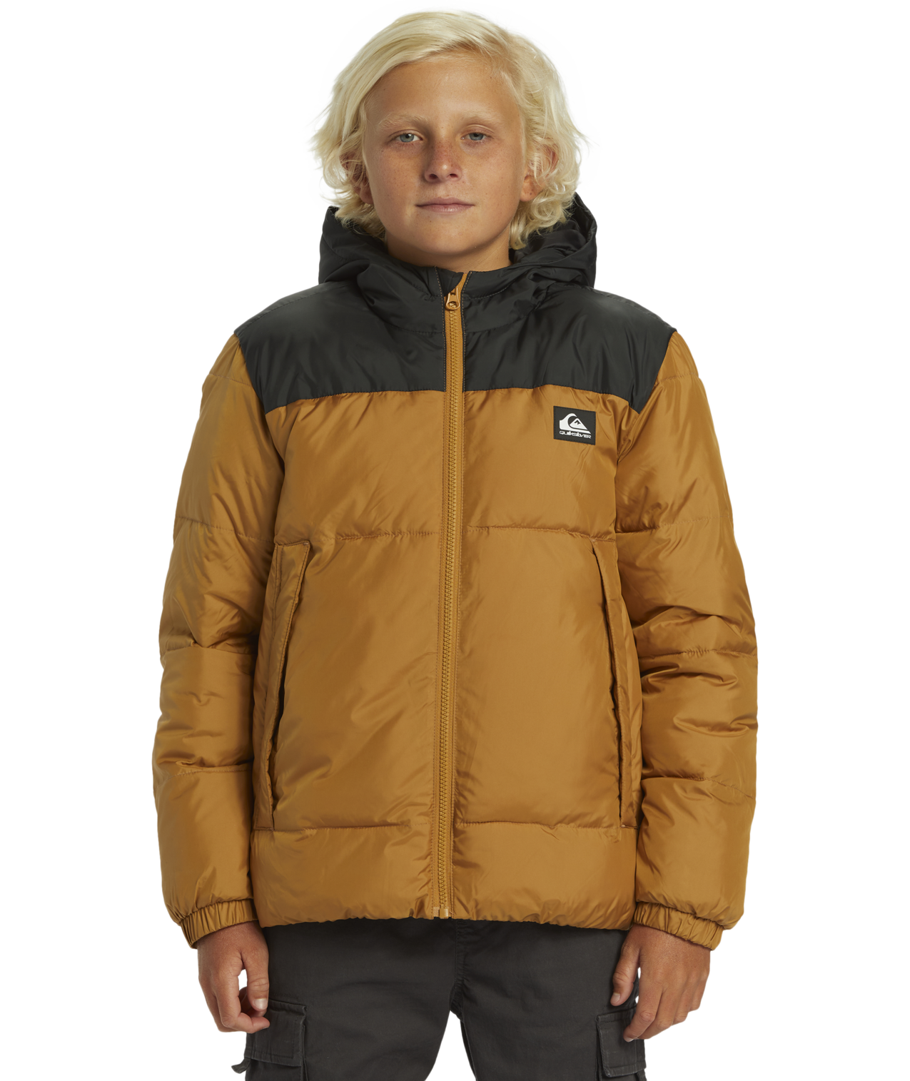 Boys Cold Days Puffer Jacket In Bone Brown