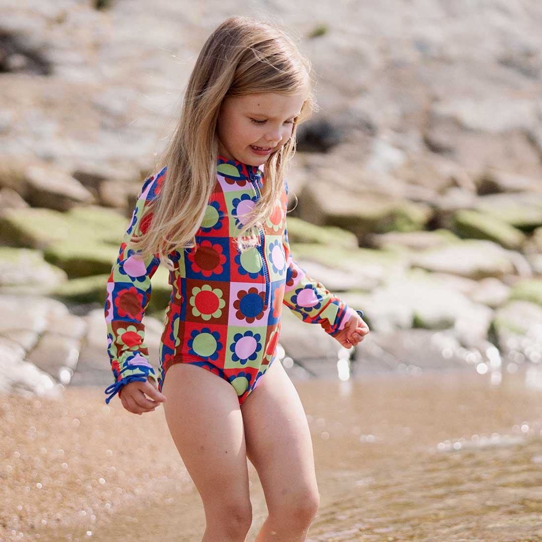 Uv Protective Long Sleeve Swimsuit Multi Floral - 5-6 Yrs / Multi