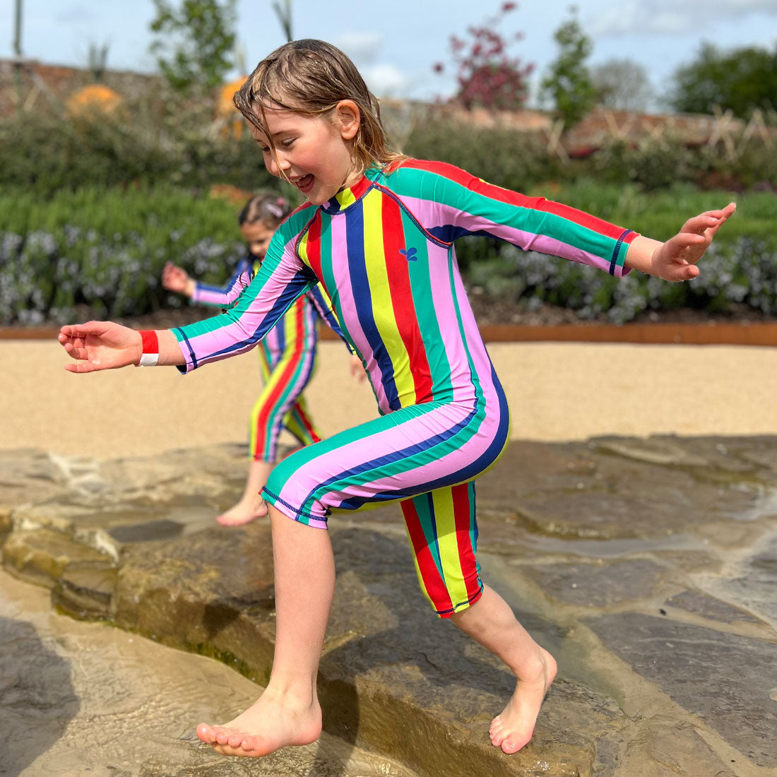 Uv Protective Surf Suit Multi Striped - 0-6 Mths / Multi