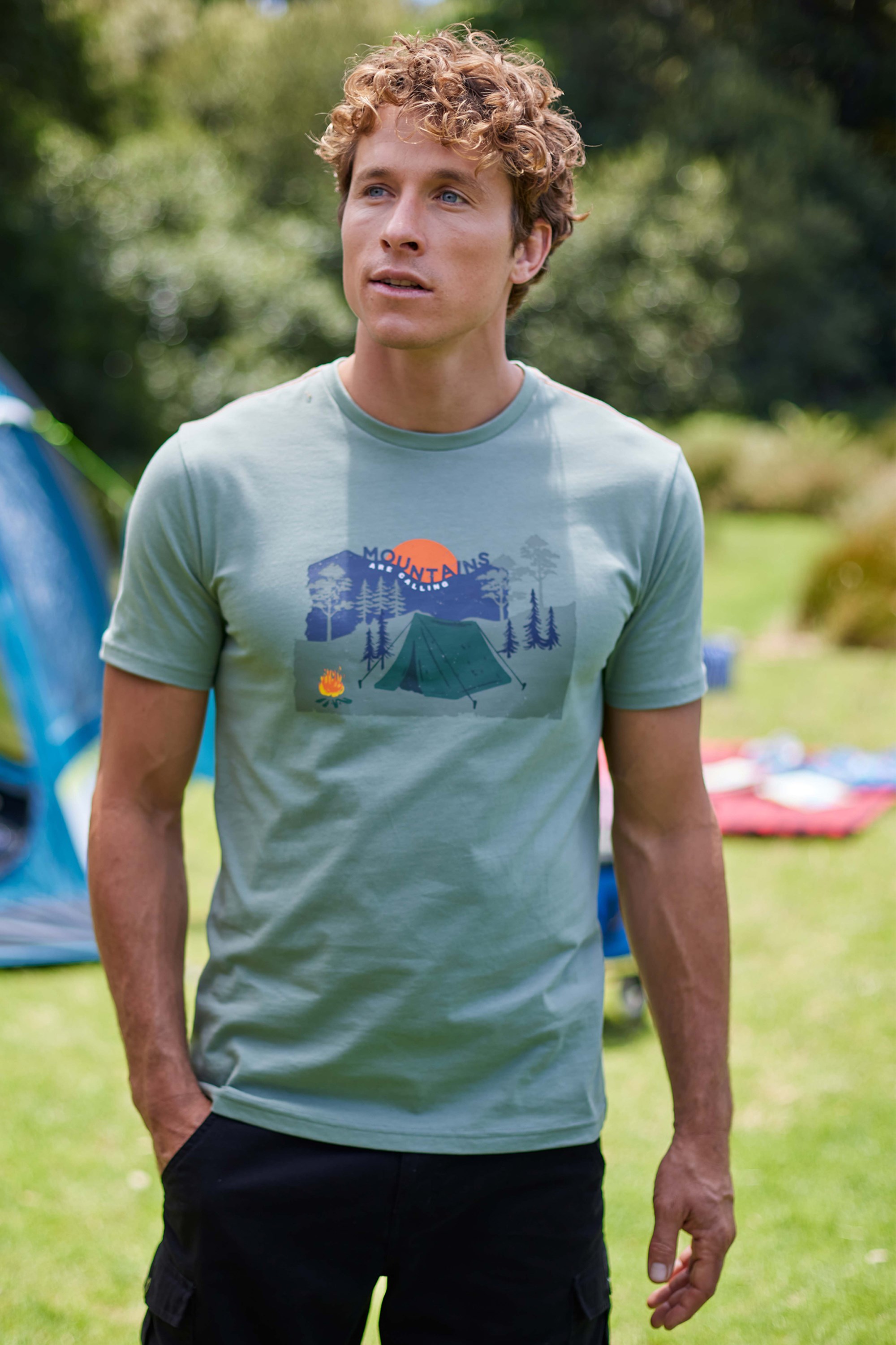Camping Mens Organic T-shirt - Green