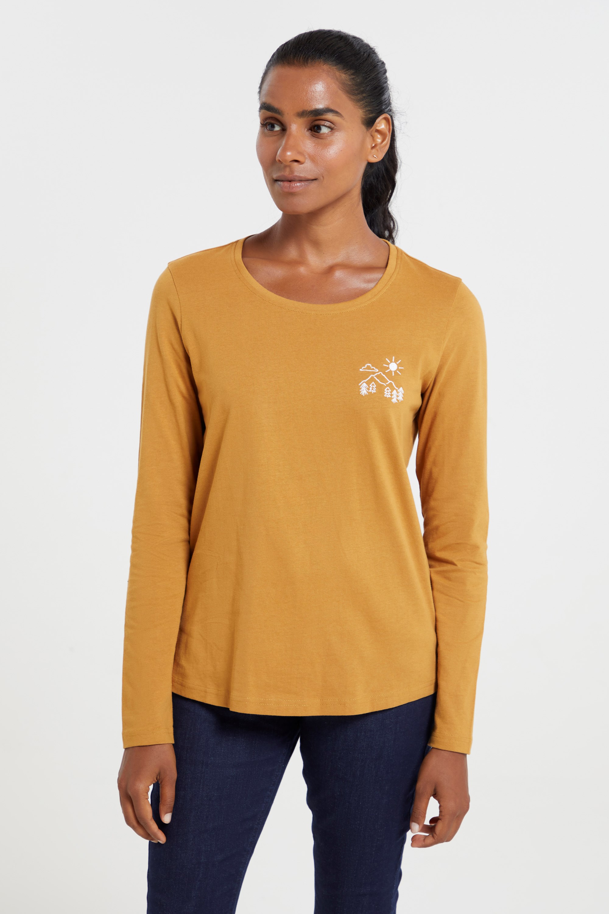 Embroidered Mountain Logo Womens Top - Yellow