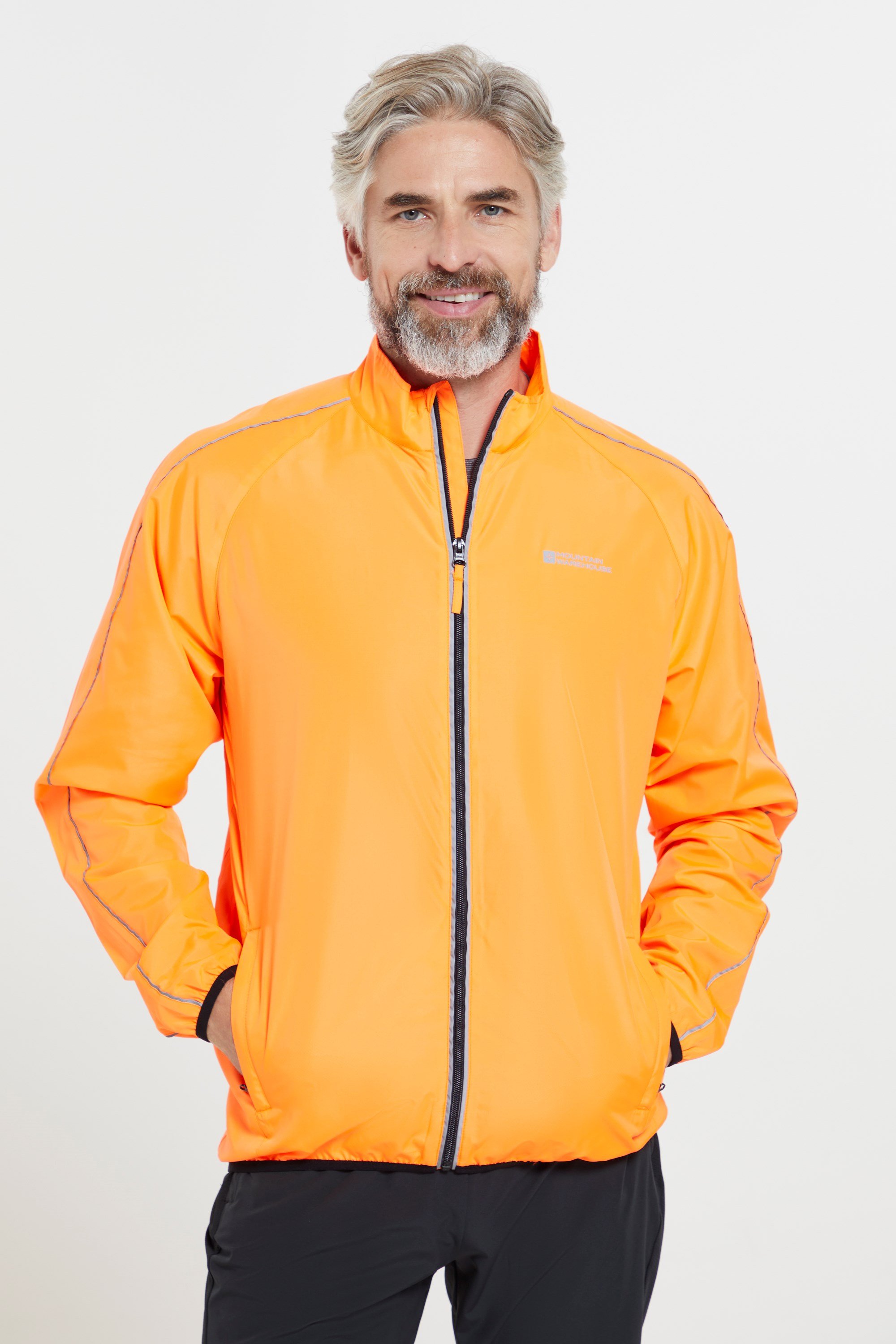 Force Mens Reflective Water-resistant Running Jacket - Orange