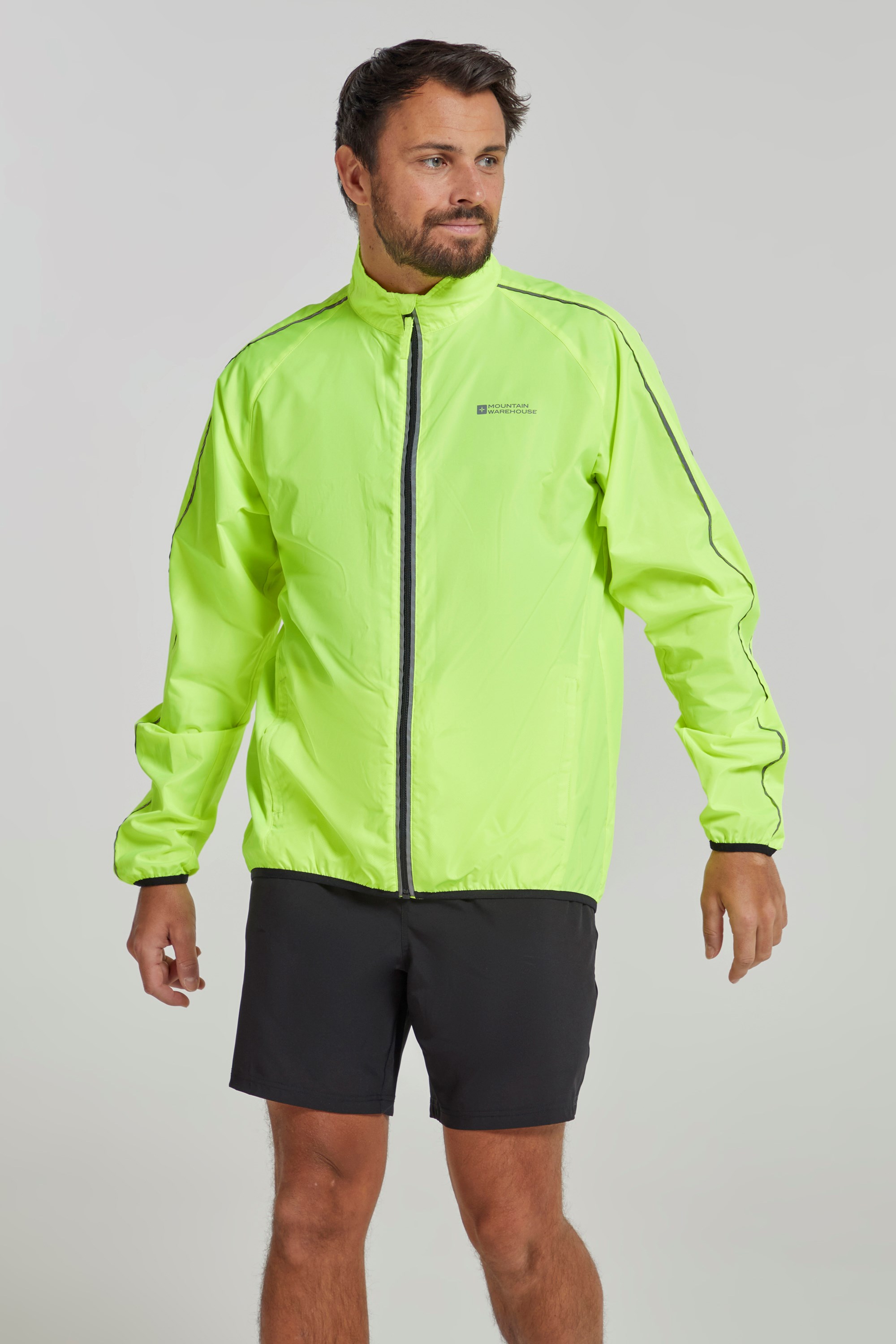 Force Mens Reflective Water-resistant Running Jacket - Yellow