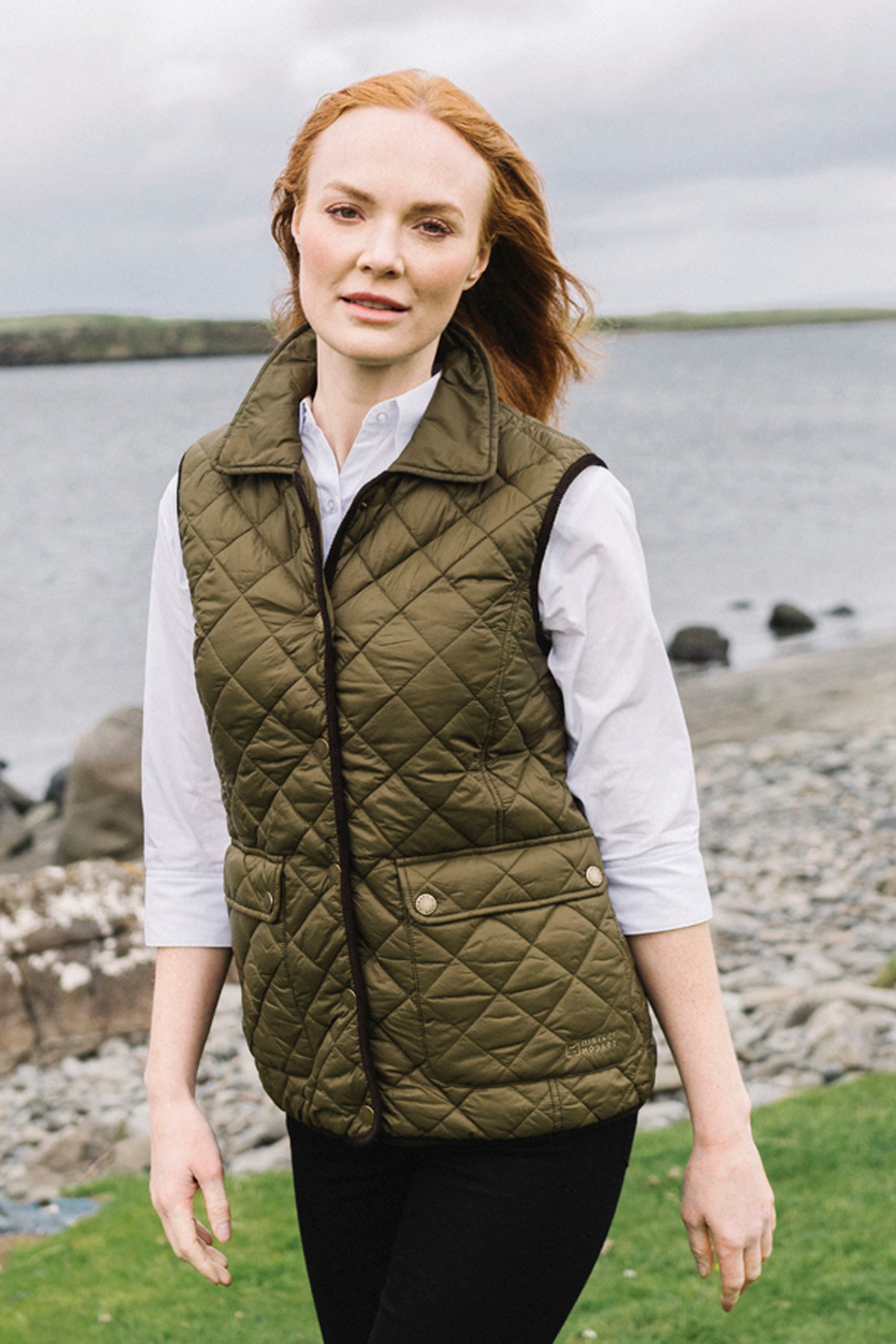 Harlow Womens Quilted Gilet - Green