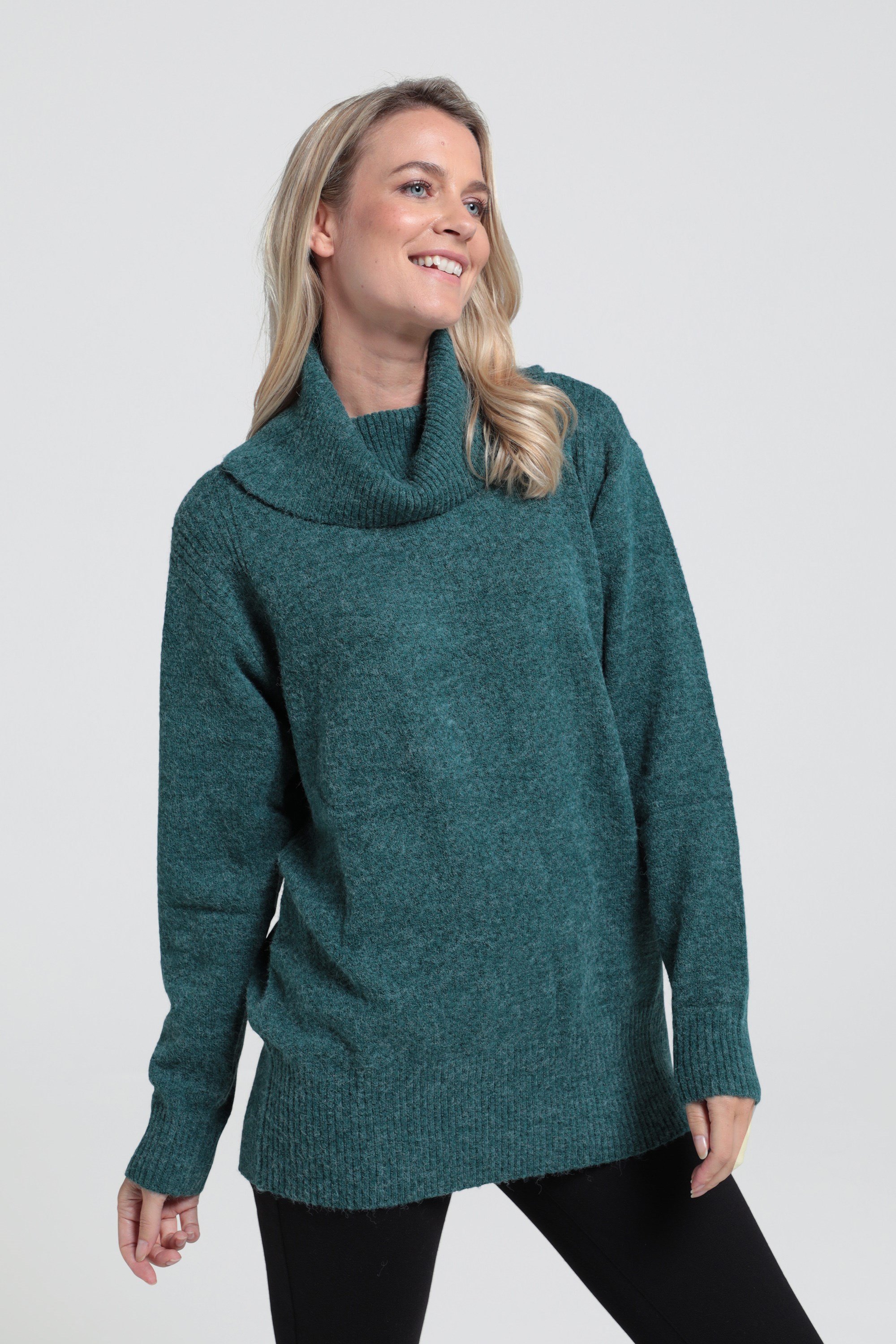 High Neck Womens Knitted Jumper - Green