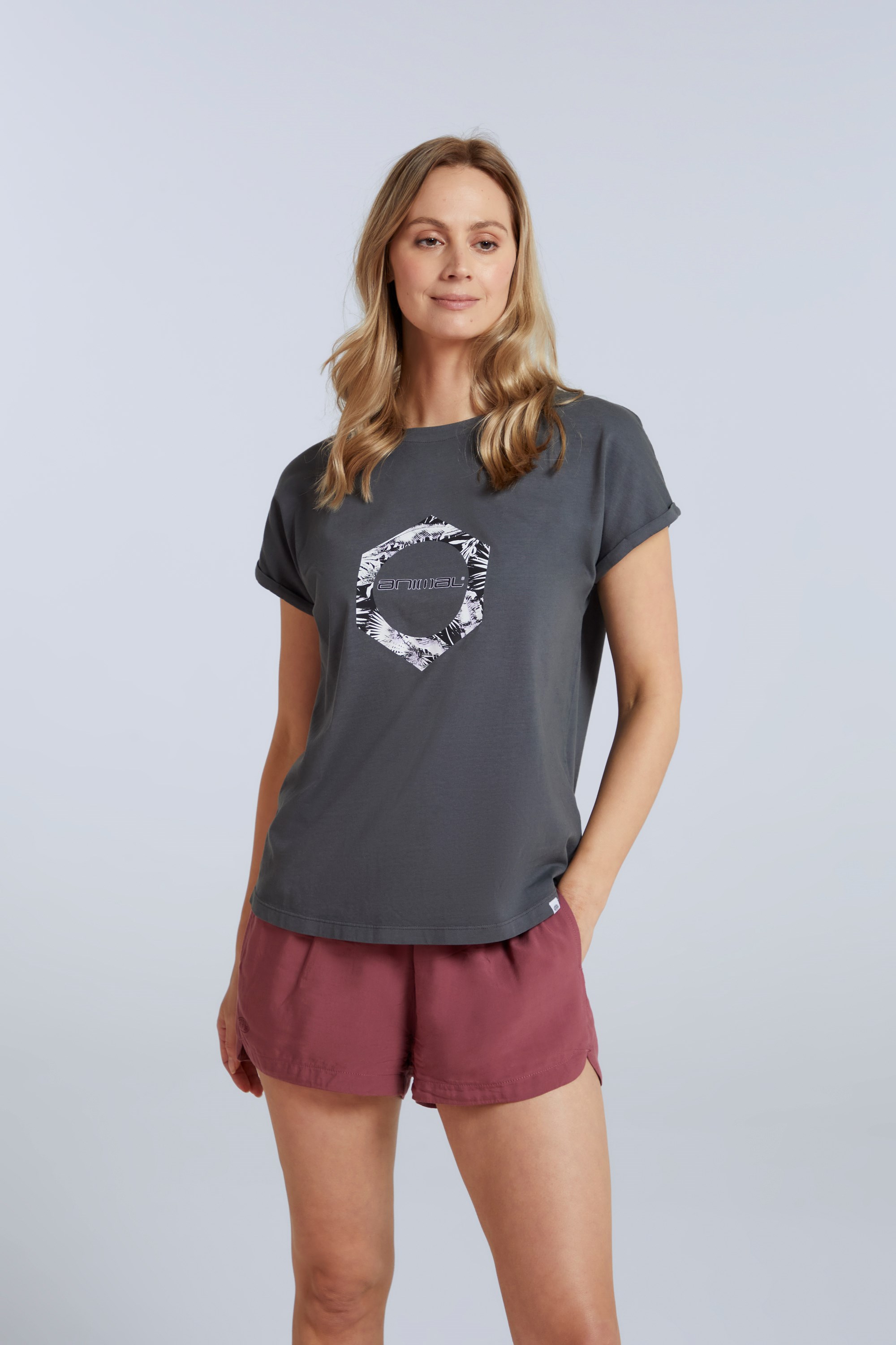 Holly Womens Organic Printed T-shirt - Grey