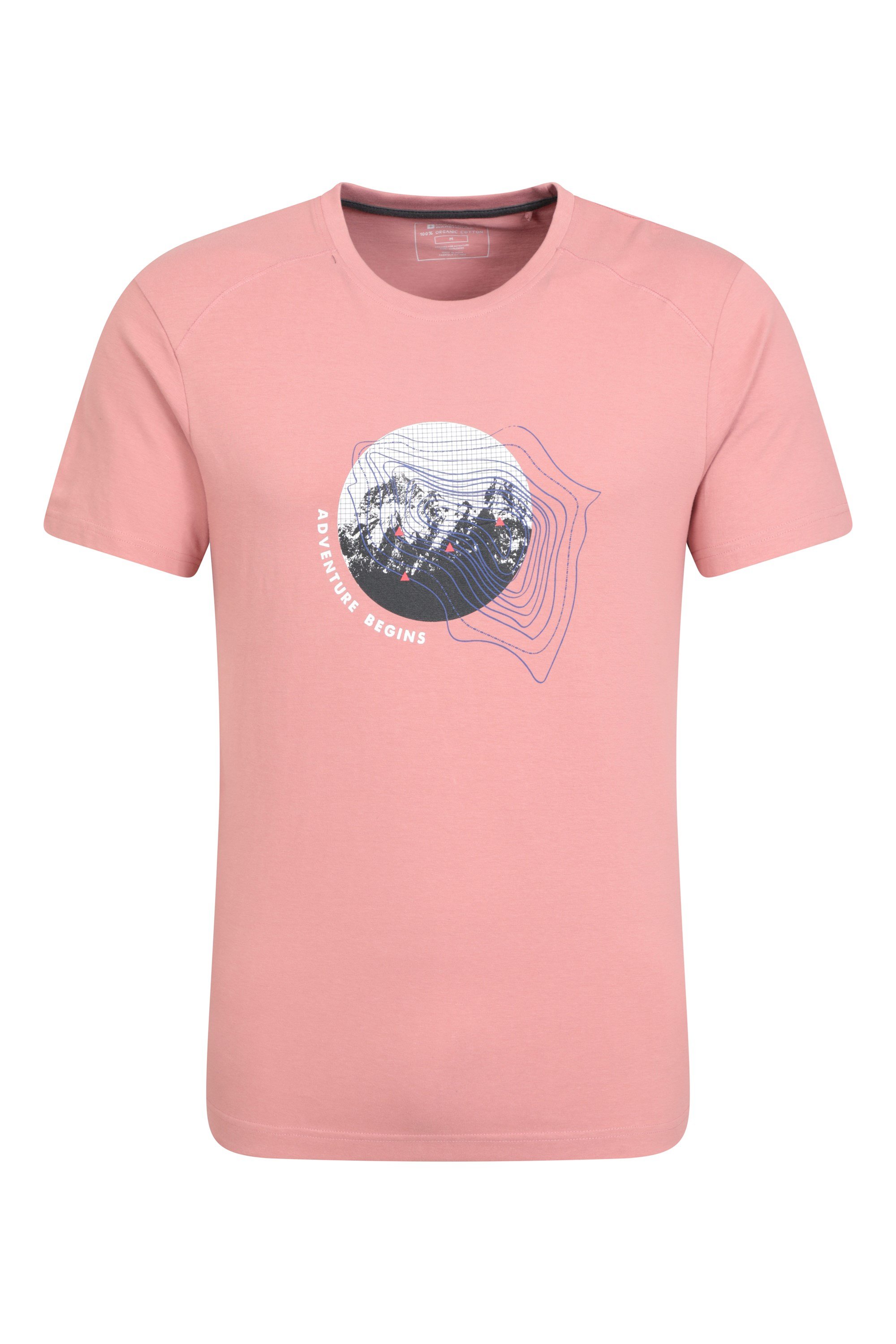 Adventure Begins Organic Cotton Mens T-shirt - Pink