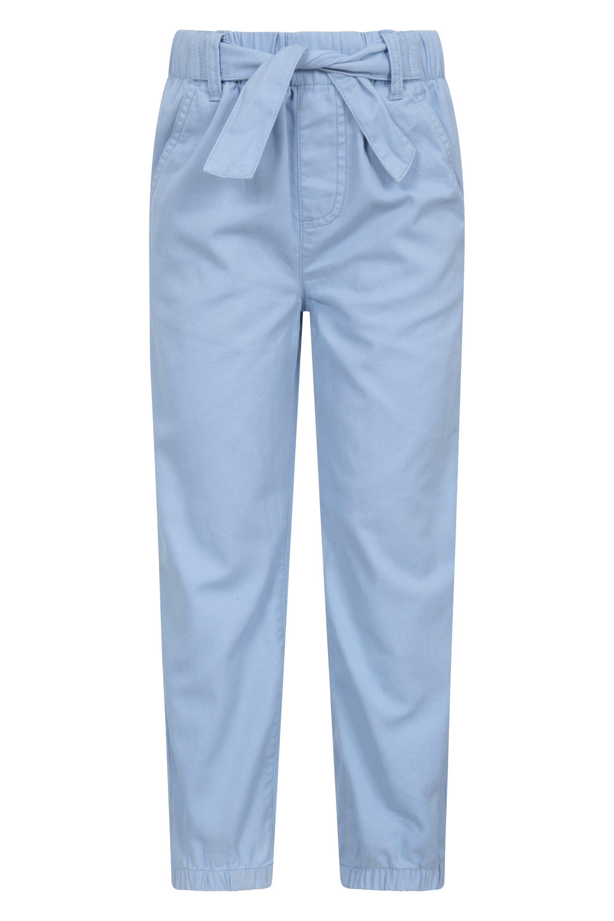 Kids Belted Organic Trousers - Light Blue