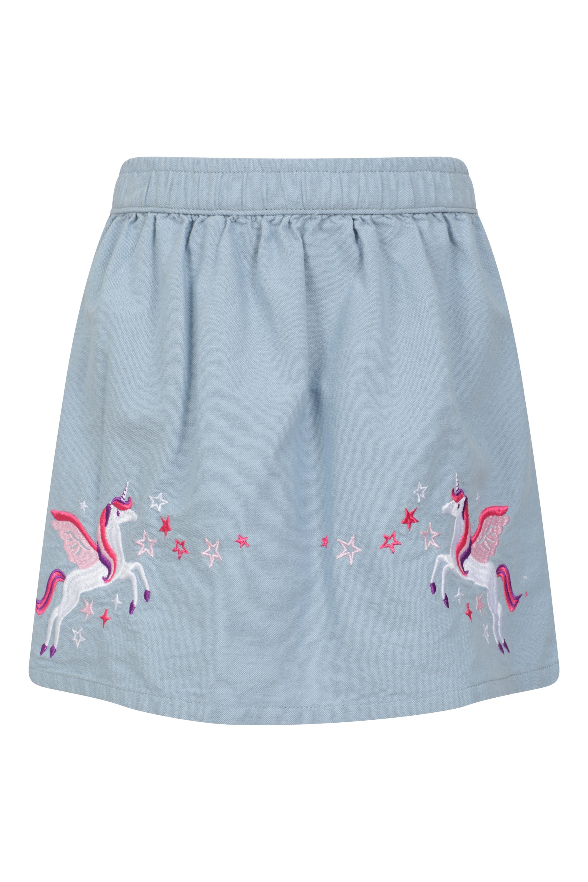 Kids Embroidered Chambray Skirt - Blue