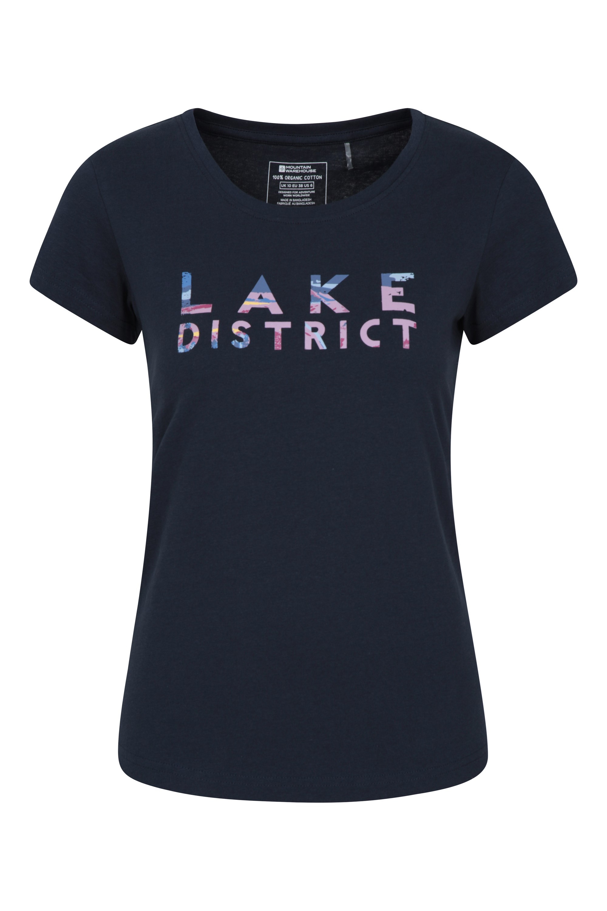 Lake District Womens Organic Printed T-shirt - Navy