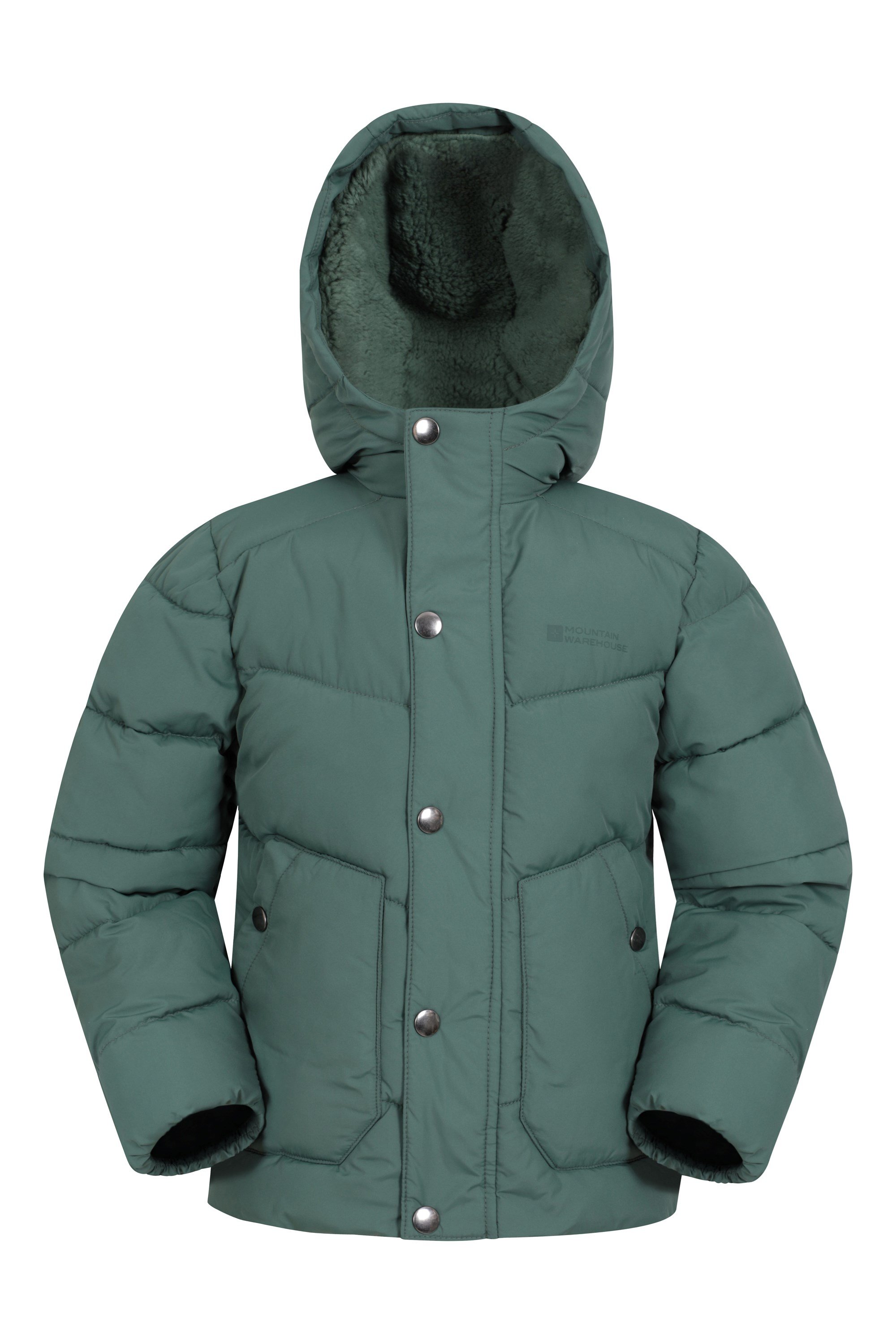 Link Borg Lined Kids Padded Jacket - Green