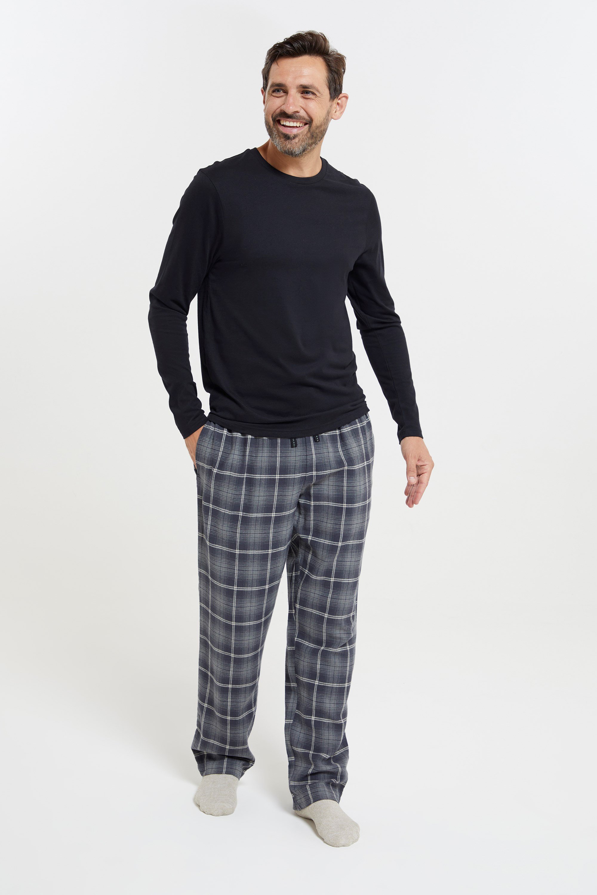 Mens Flannel Pyjama Set - Black