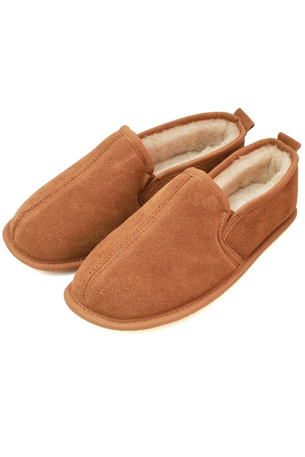 Mens Sheepskin Lined Soft Suede Sole Slippers -