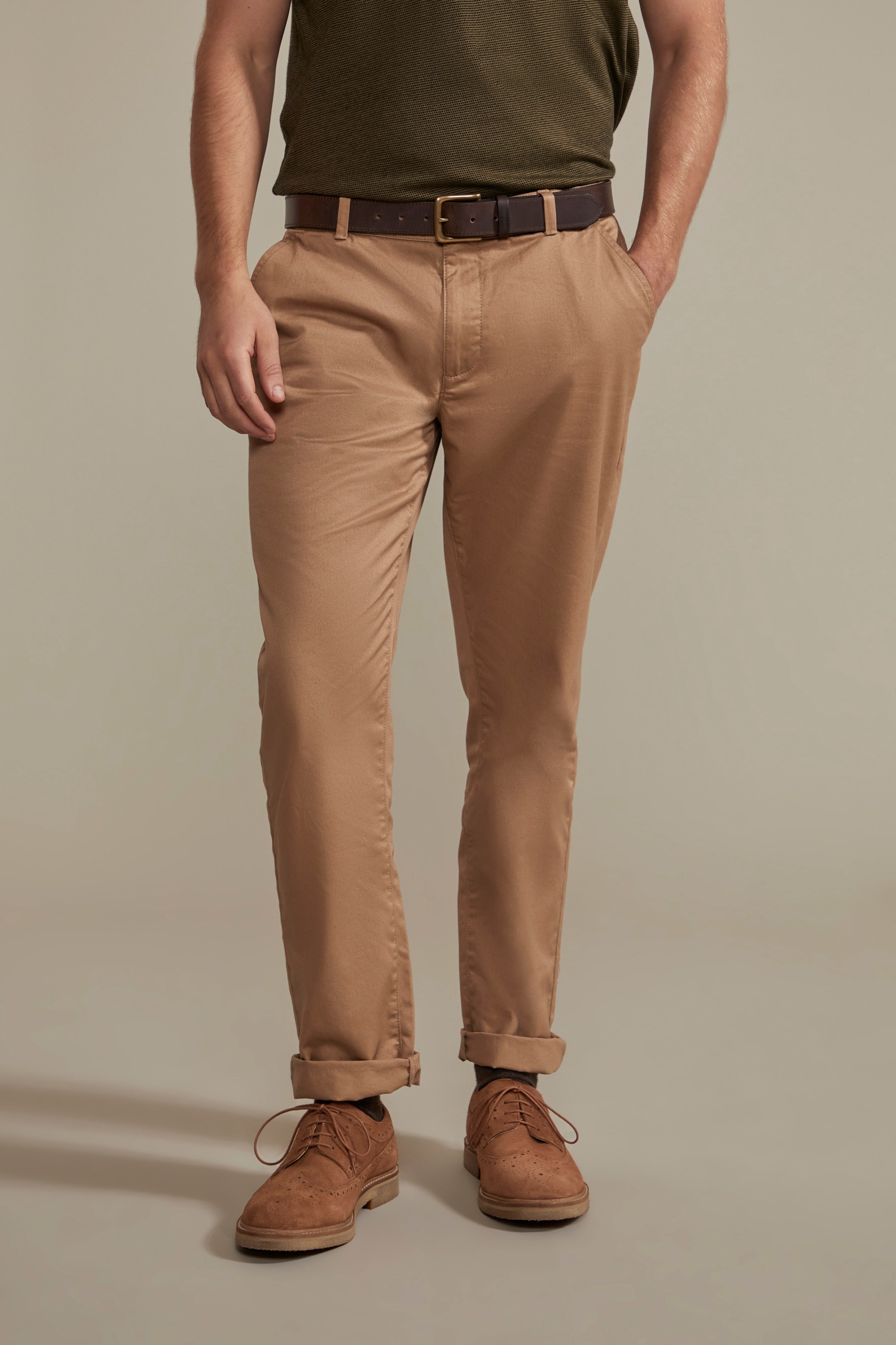 Oban Mens Cotton Chino Trousers - Beige