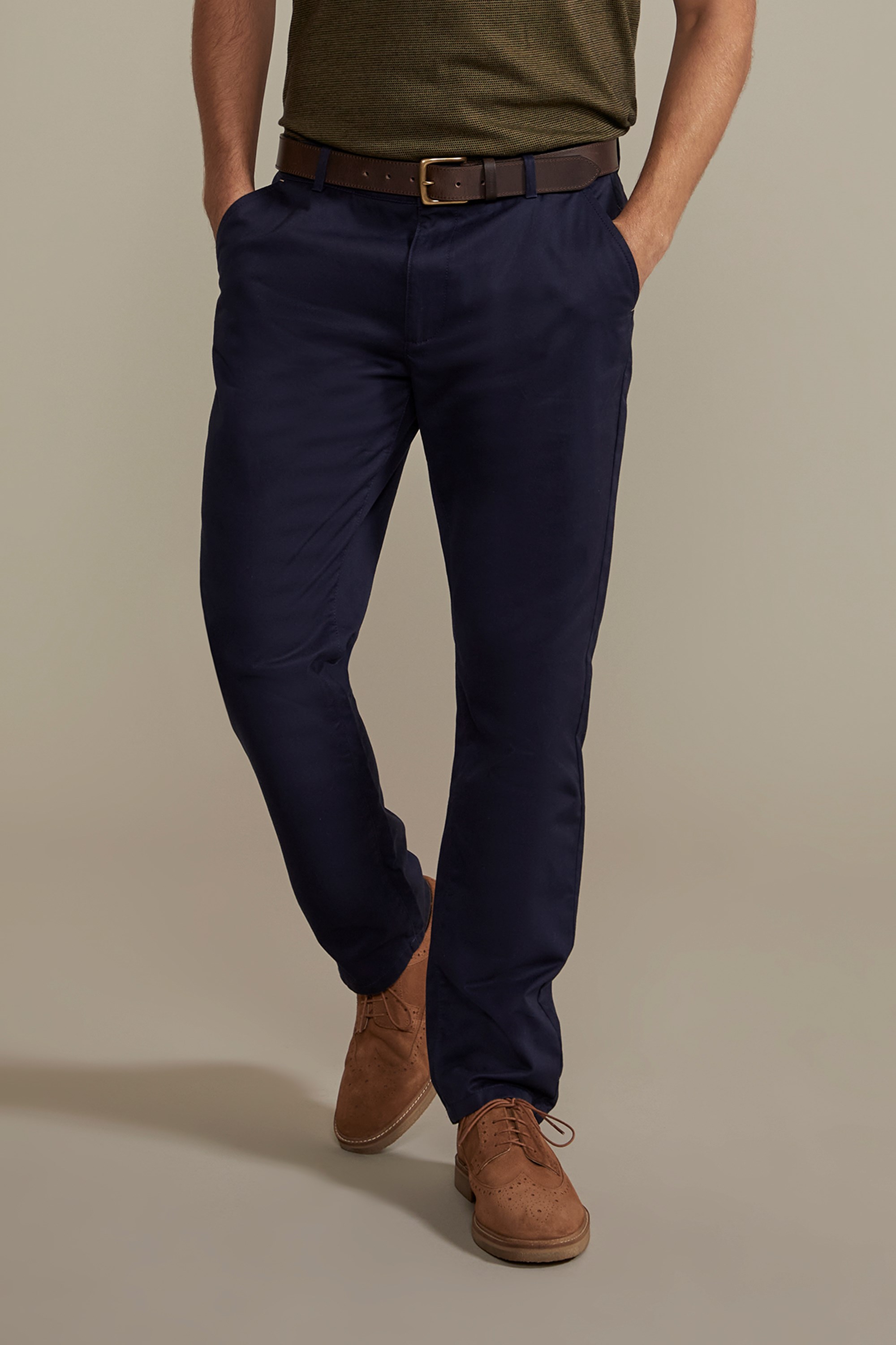 Oban Mens Cotton Chino Trousers - Navy