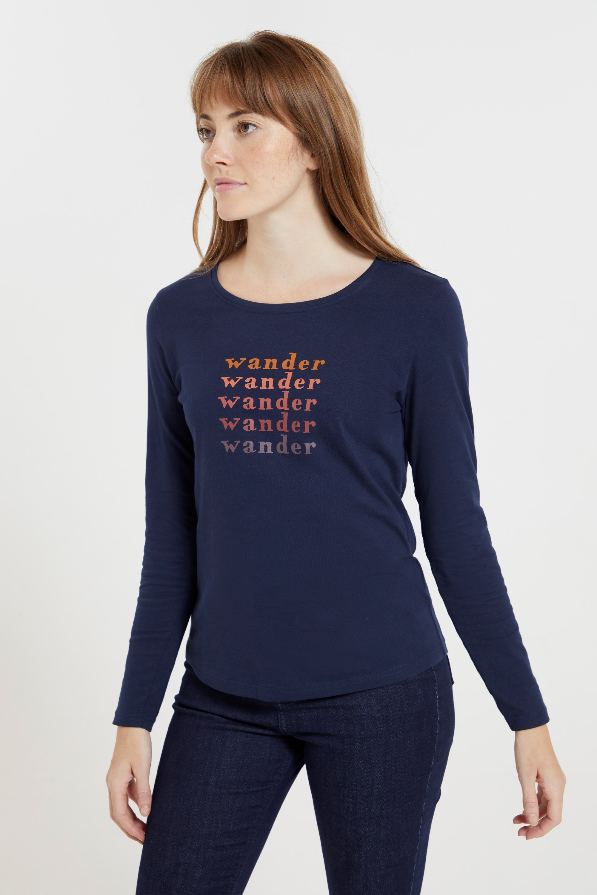 Ombre Wander Womens Printed Top - Navy