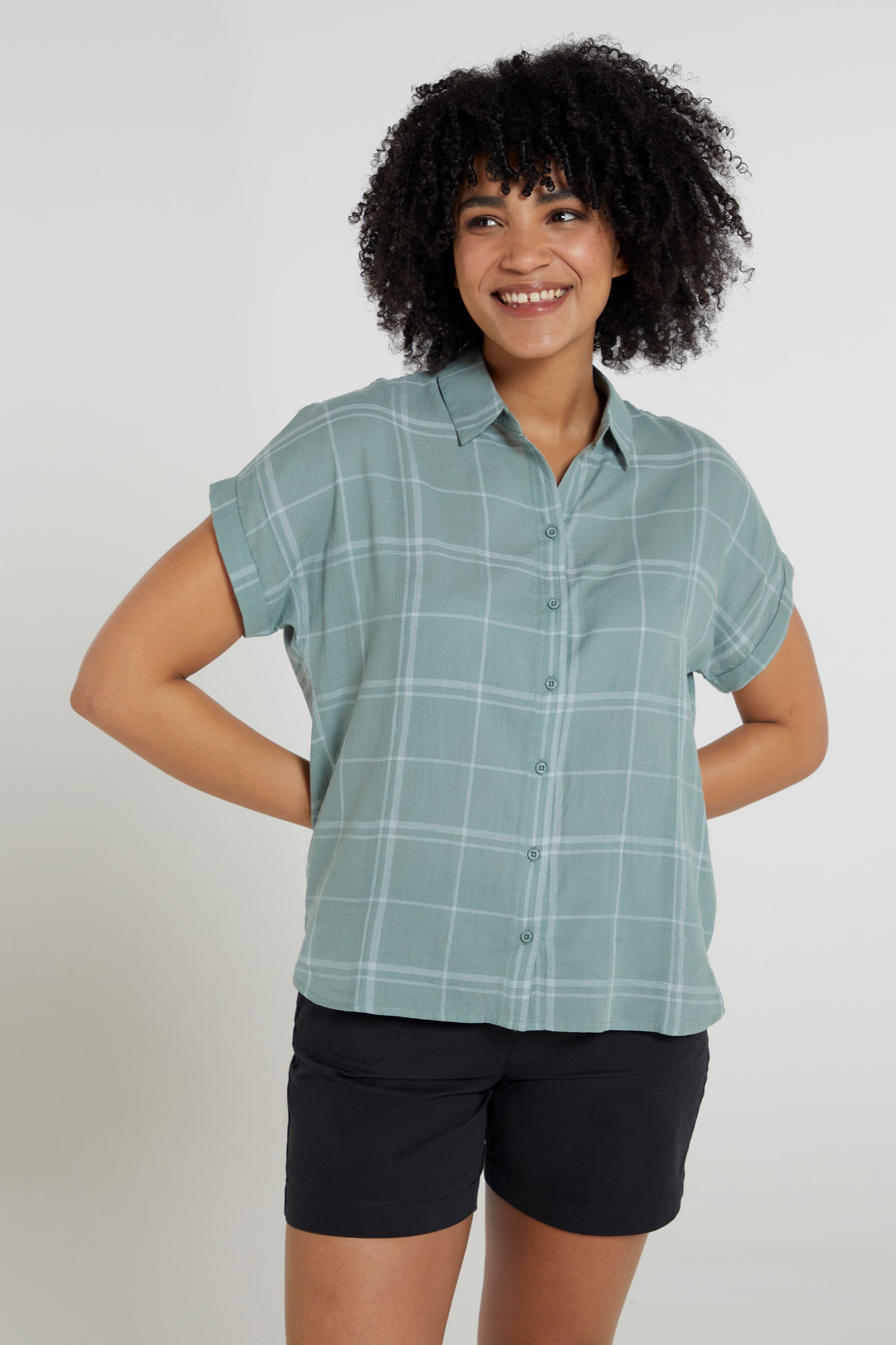 Palm Womens Relaxed Check Shirt - Green