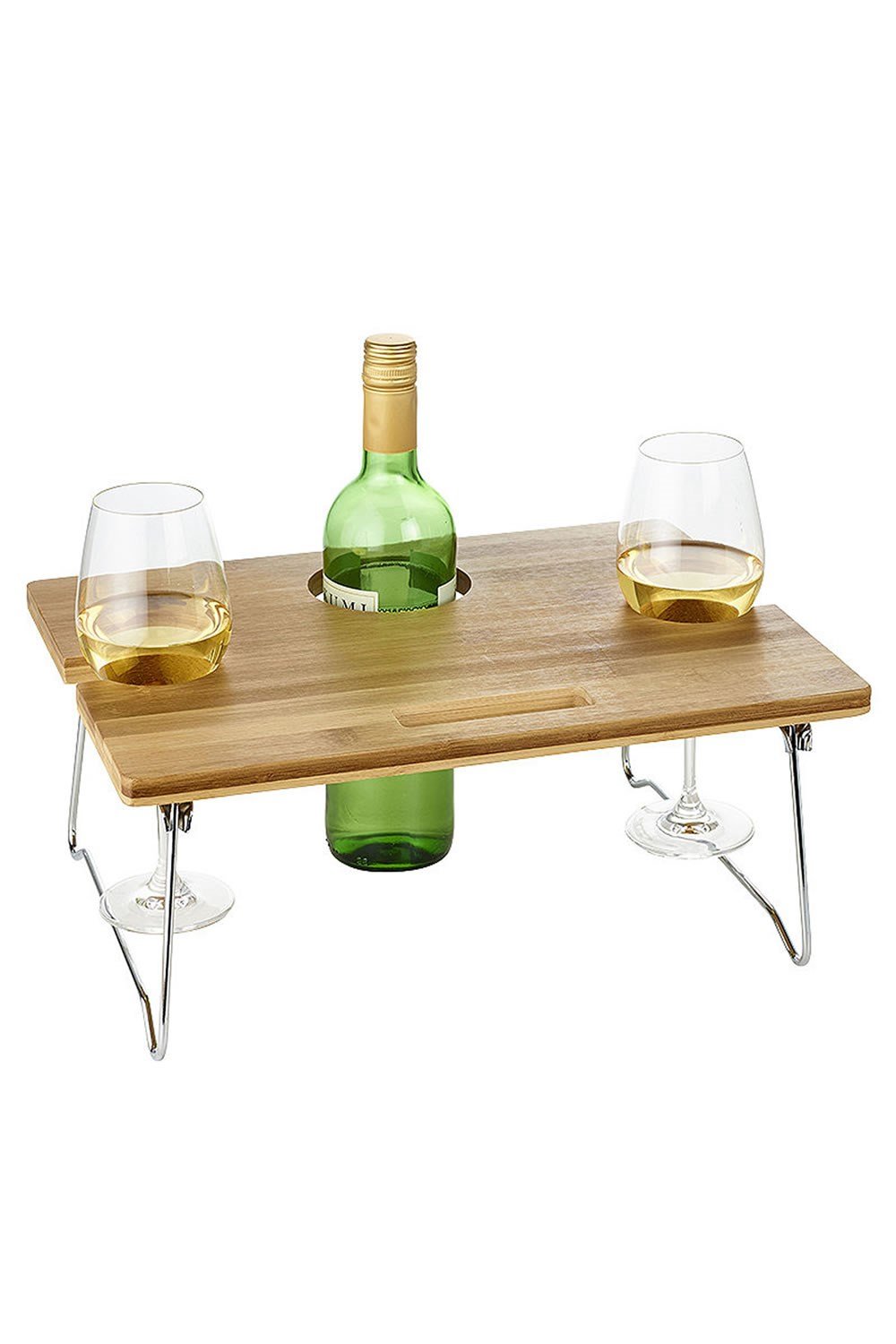 Portable Foldaway Bamboo WineandDrinks Table -
