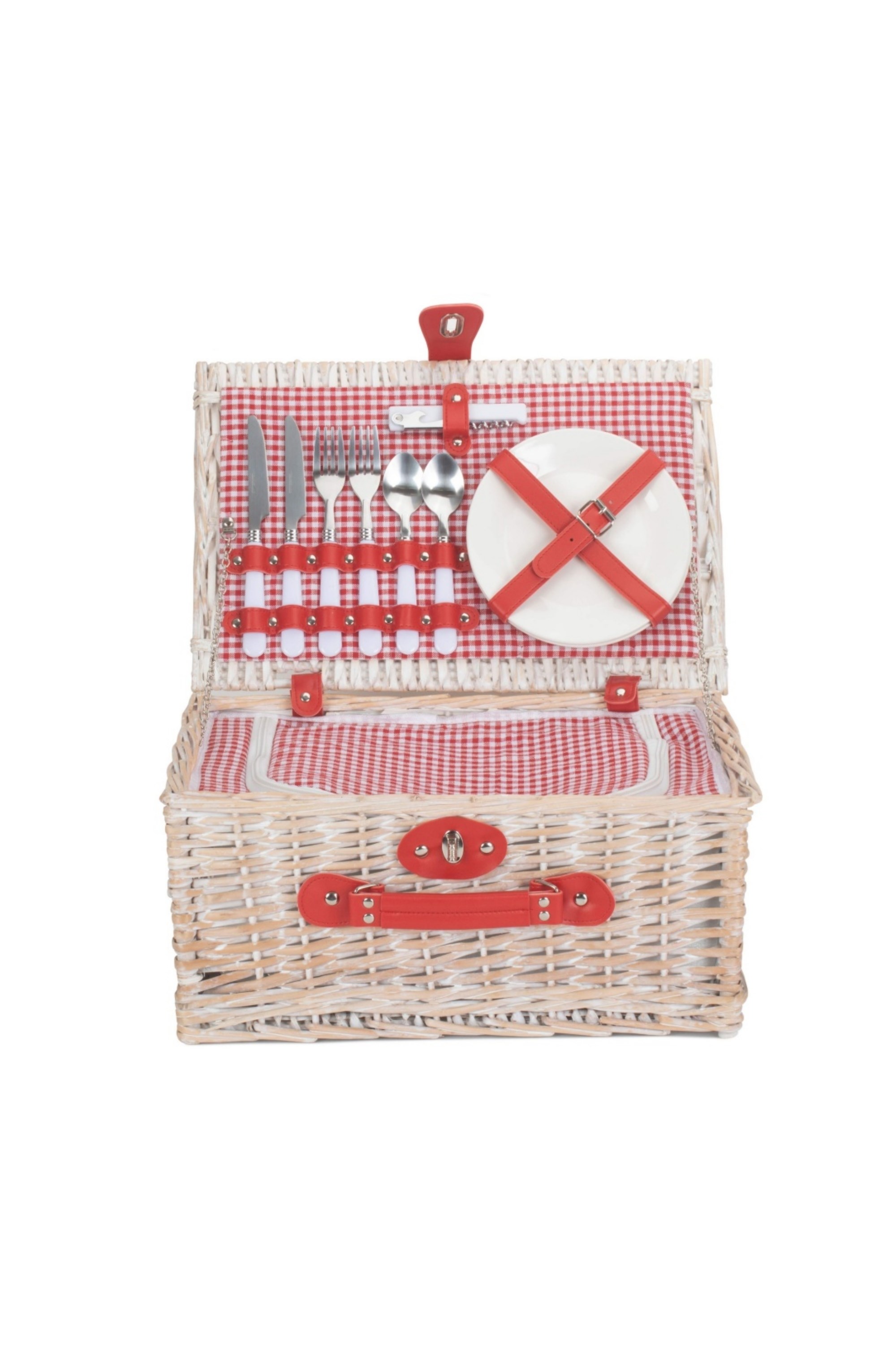 Red And White Gingham 2 Person Picnic Basket -