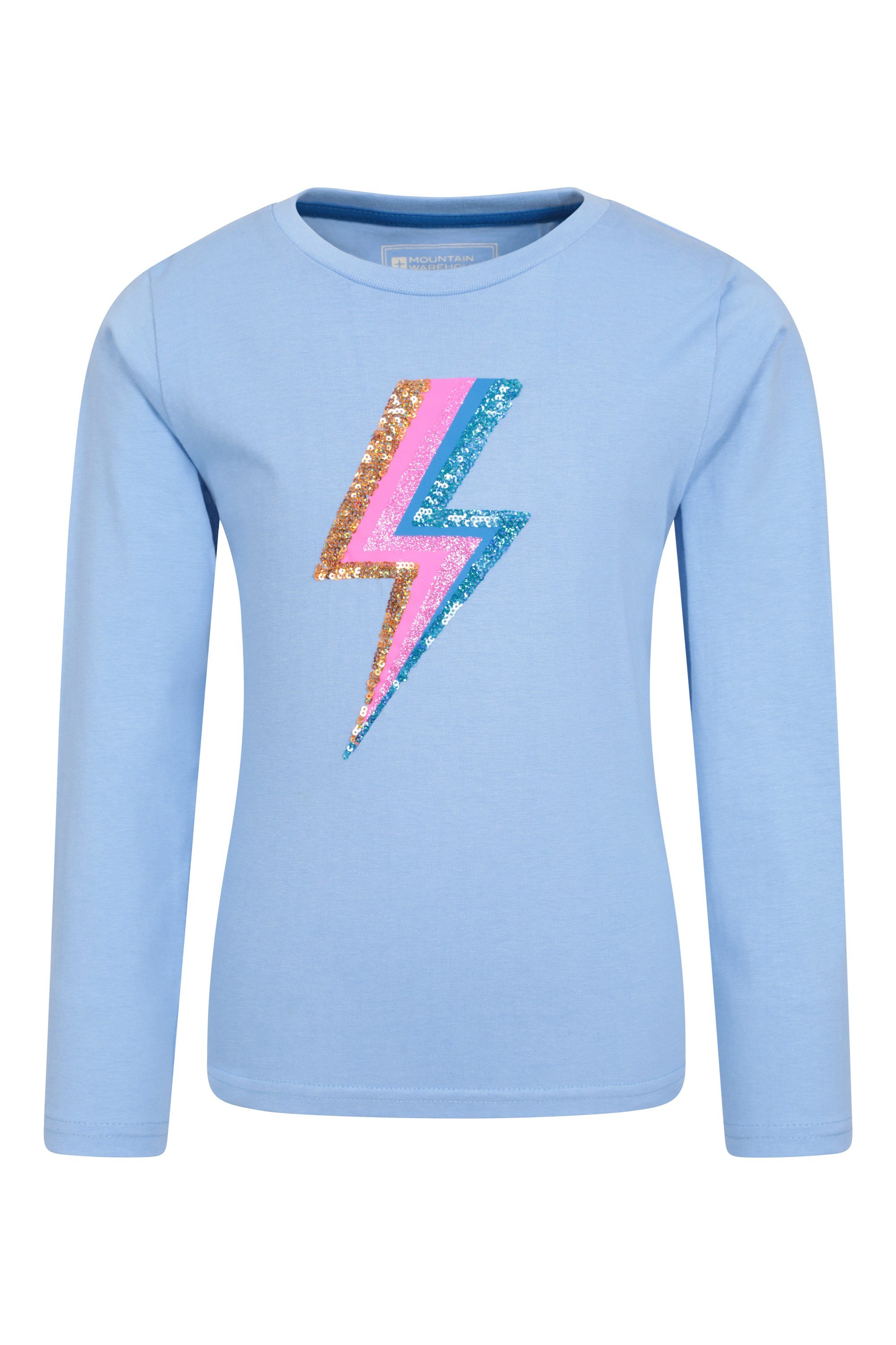 Sequin Lightning Bolt Kids Organic T-shirt - Blue