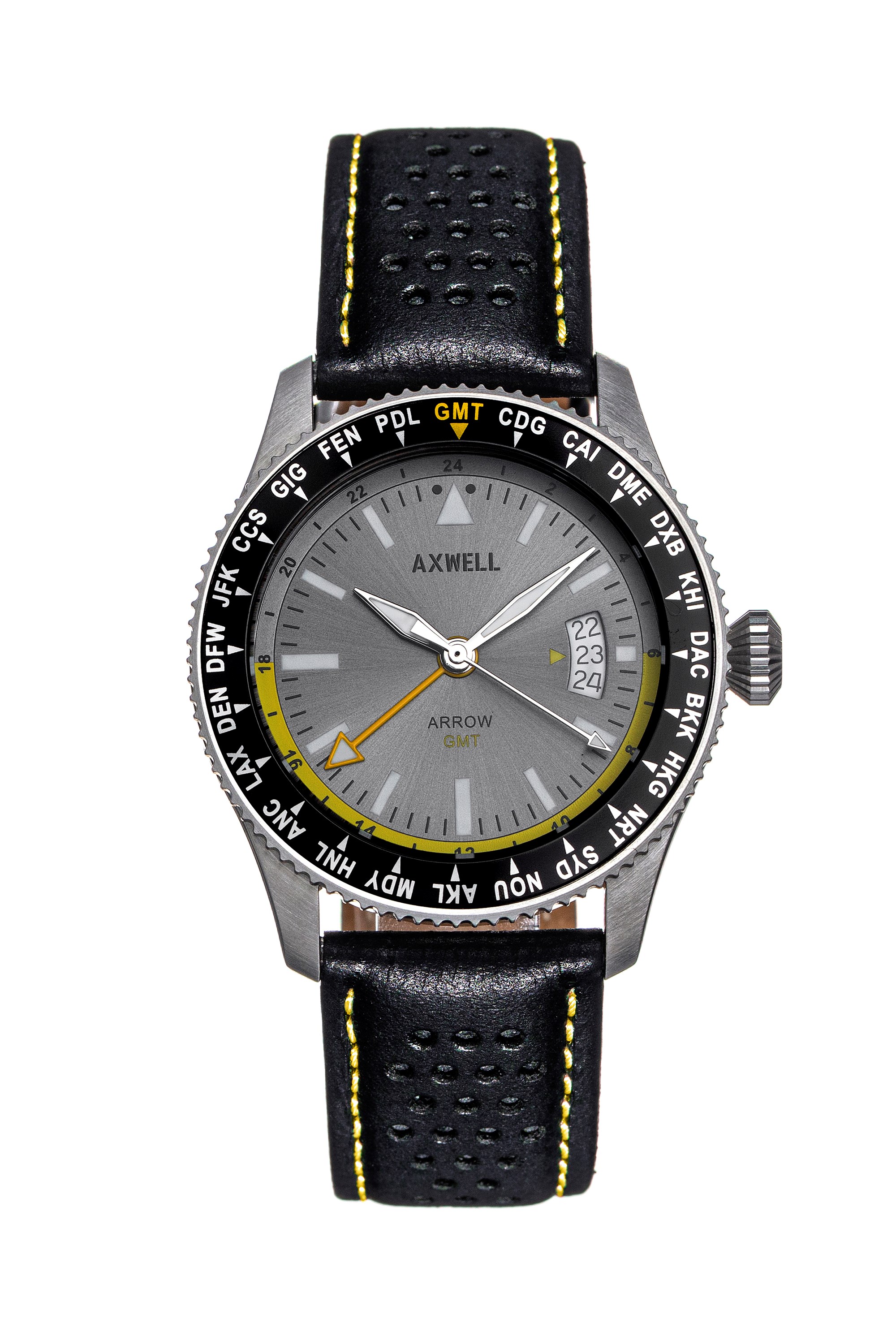 Arrow Leather Strap Deep Diving Watch With Date -