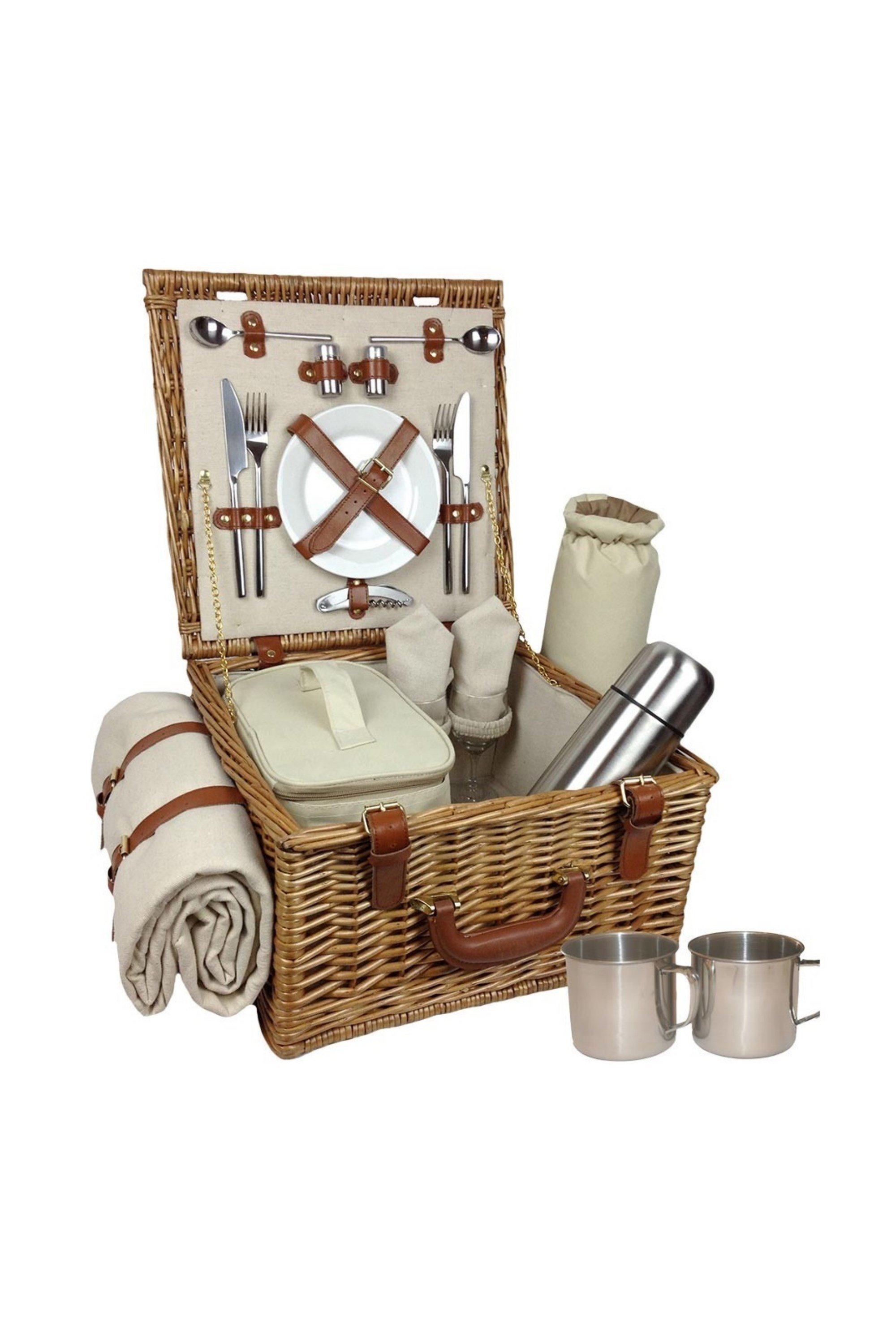 Wicker Deluxe 2 Person Traditional Picnic Basket -