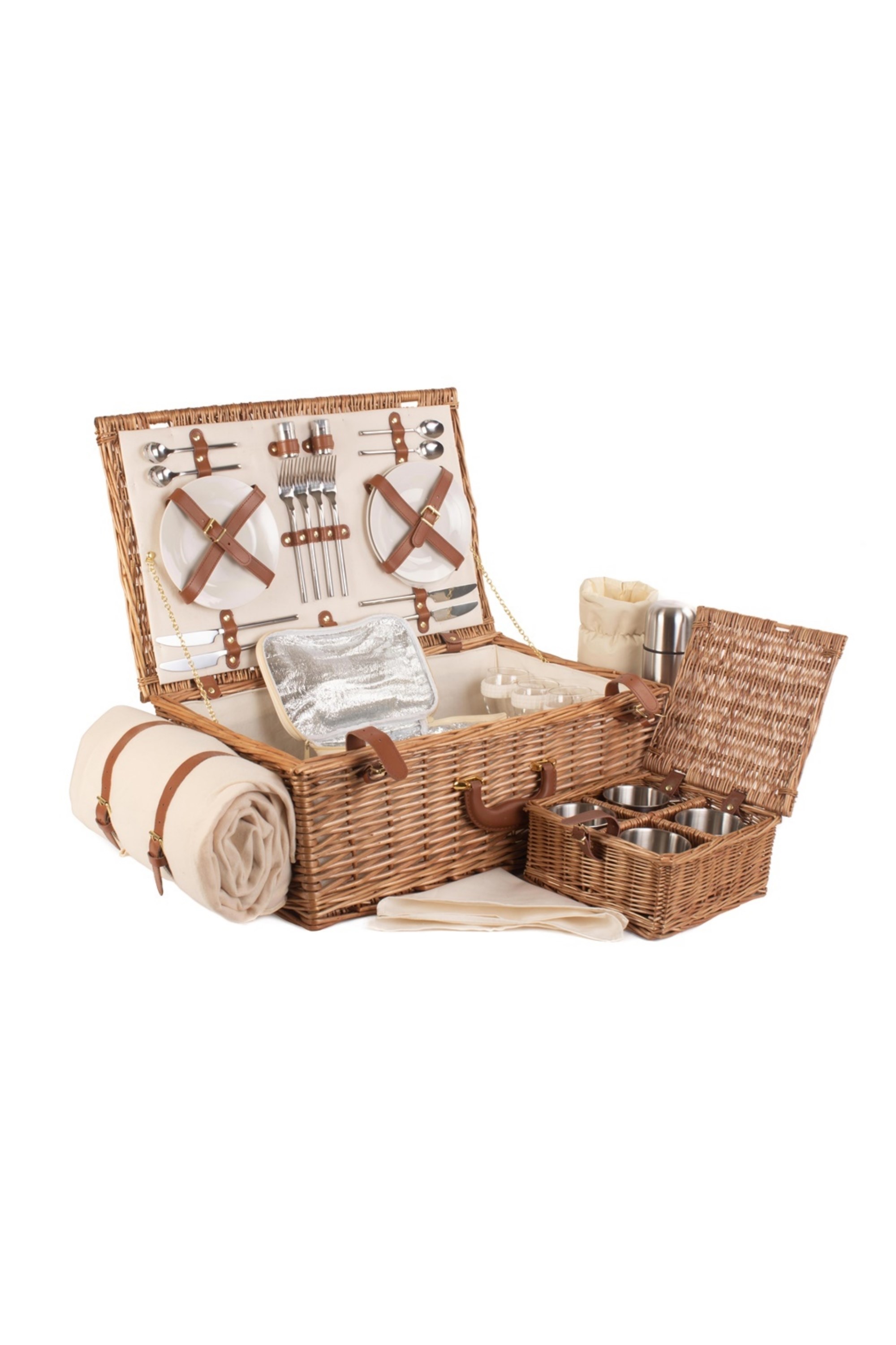 Wicker Deluxe 4 Person Traditional Picnic Basket -