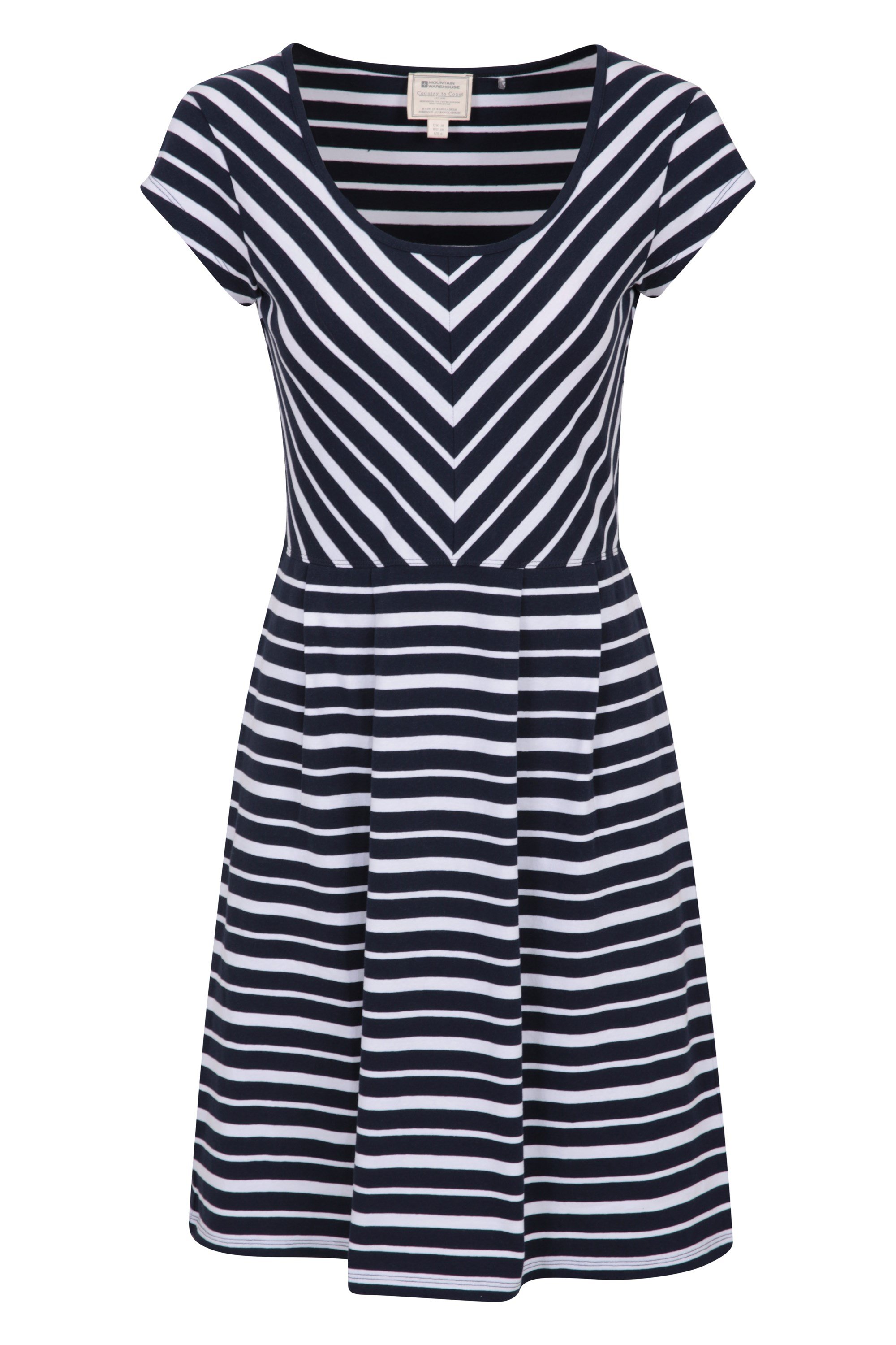 Womens A-line Uv Protective Stripe Dress - Dark Blue