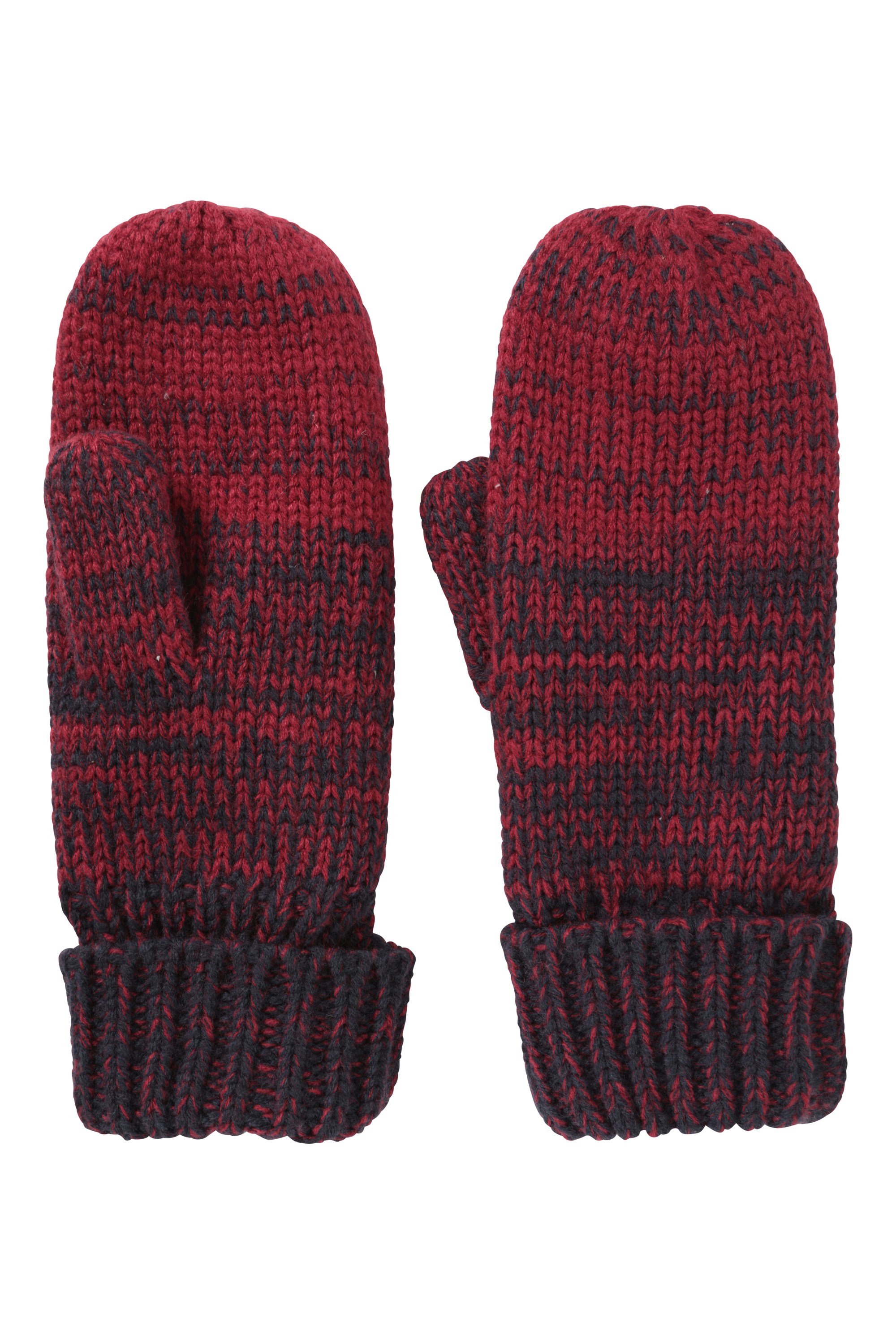 Womens Ombre Knit Mittens - Red