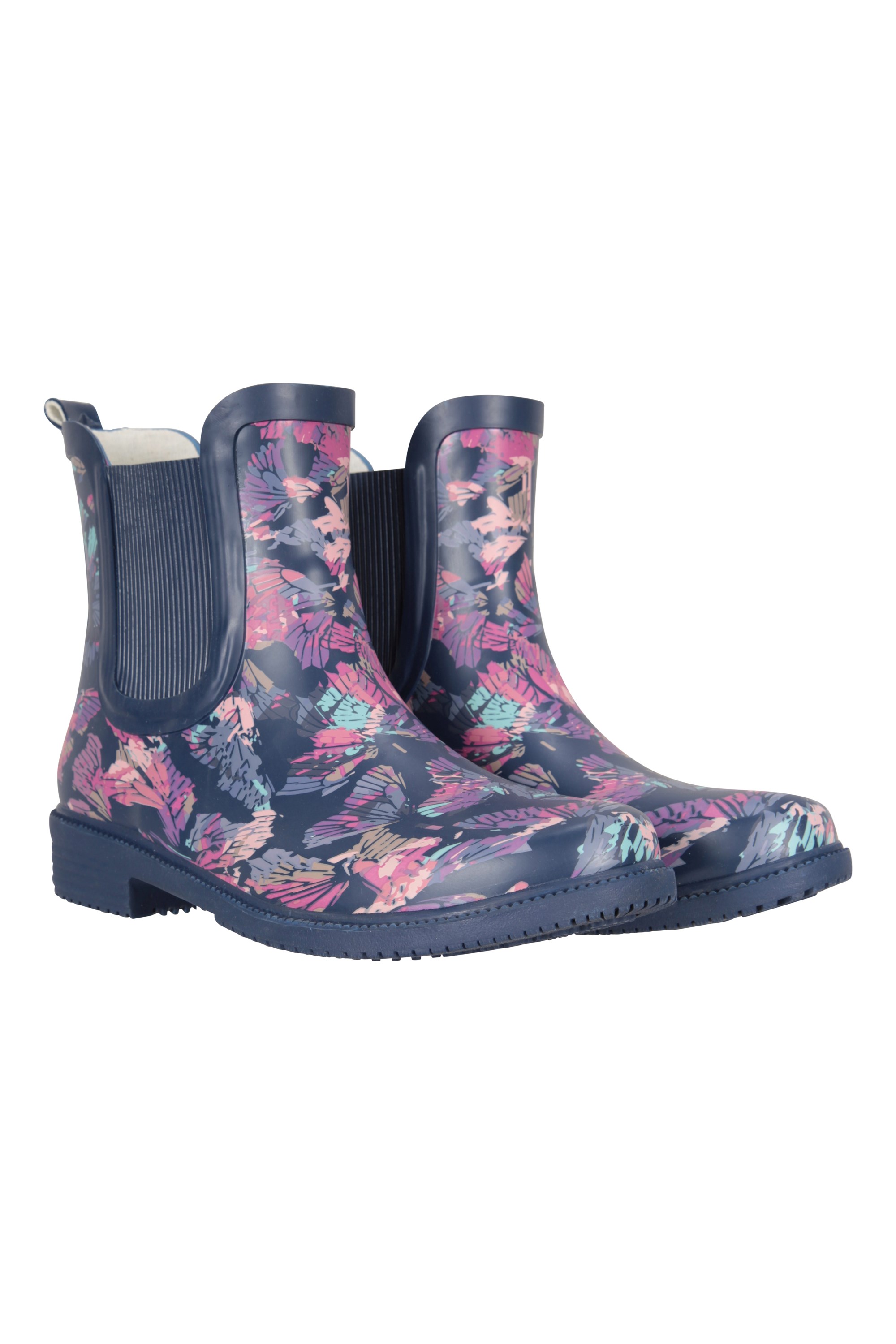 Womens Printed Rubber Ankle Wellies - Pink