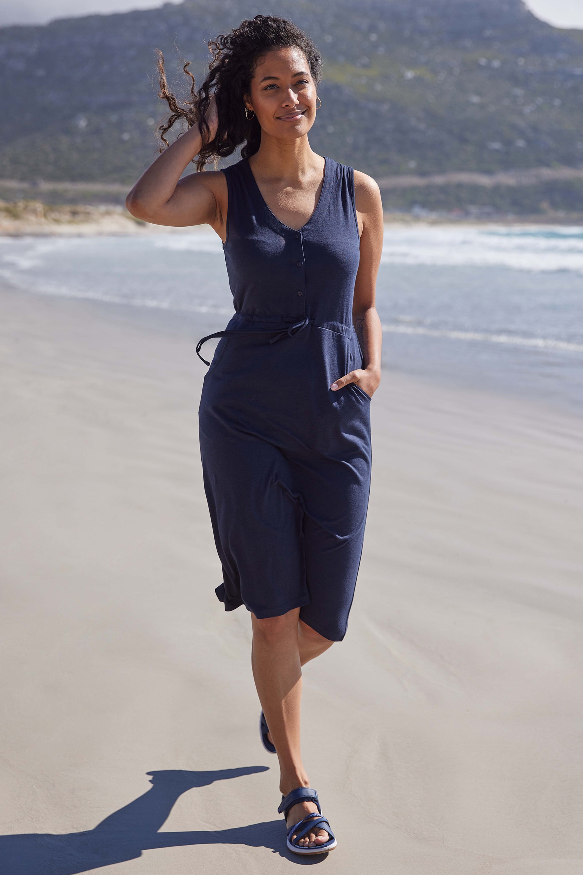 Bahamas Womens Sleeveless Dress - Navy