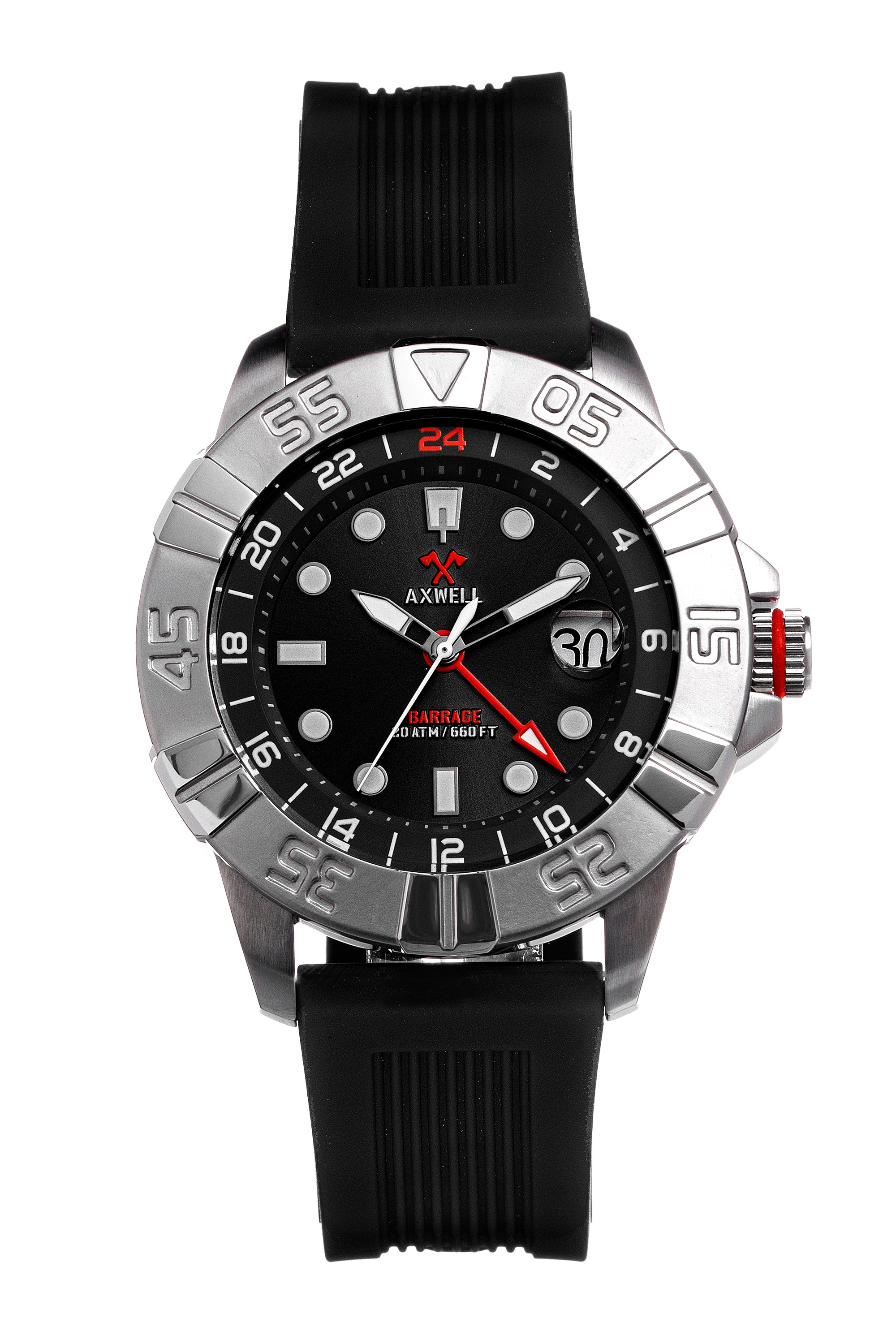 Barrage Rubber Strap Deep Diving Watch With Date -