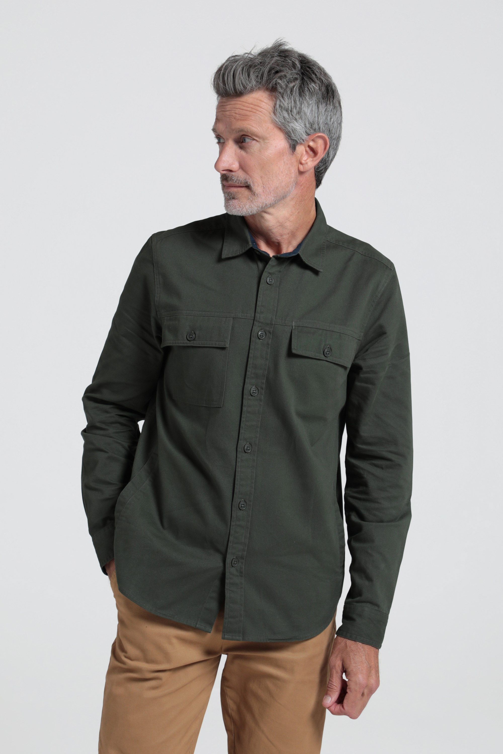 Brook Mens Long Sleeve Overshirt - Green