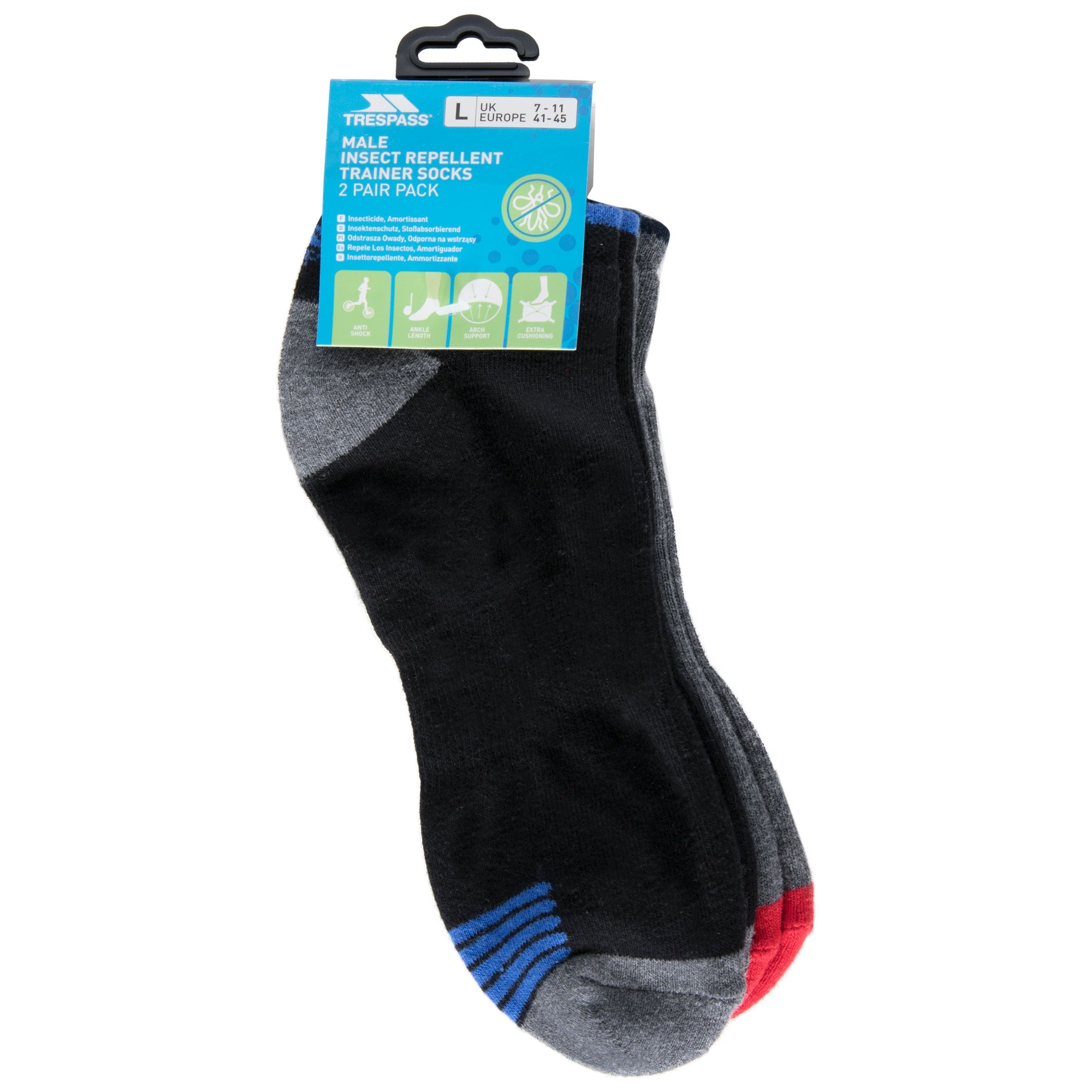 Tracked Mens Insect Repellent Trainer Socks - 2 Pack