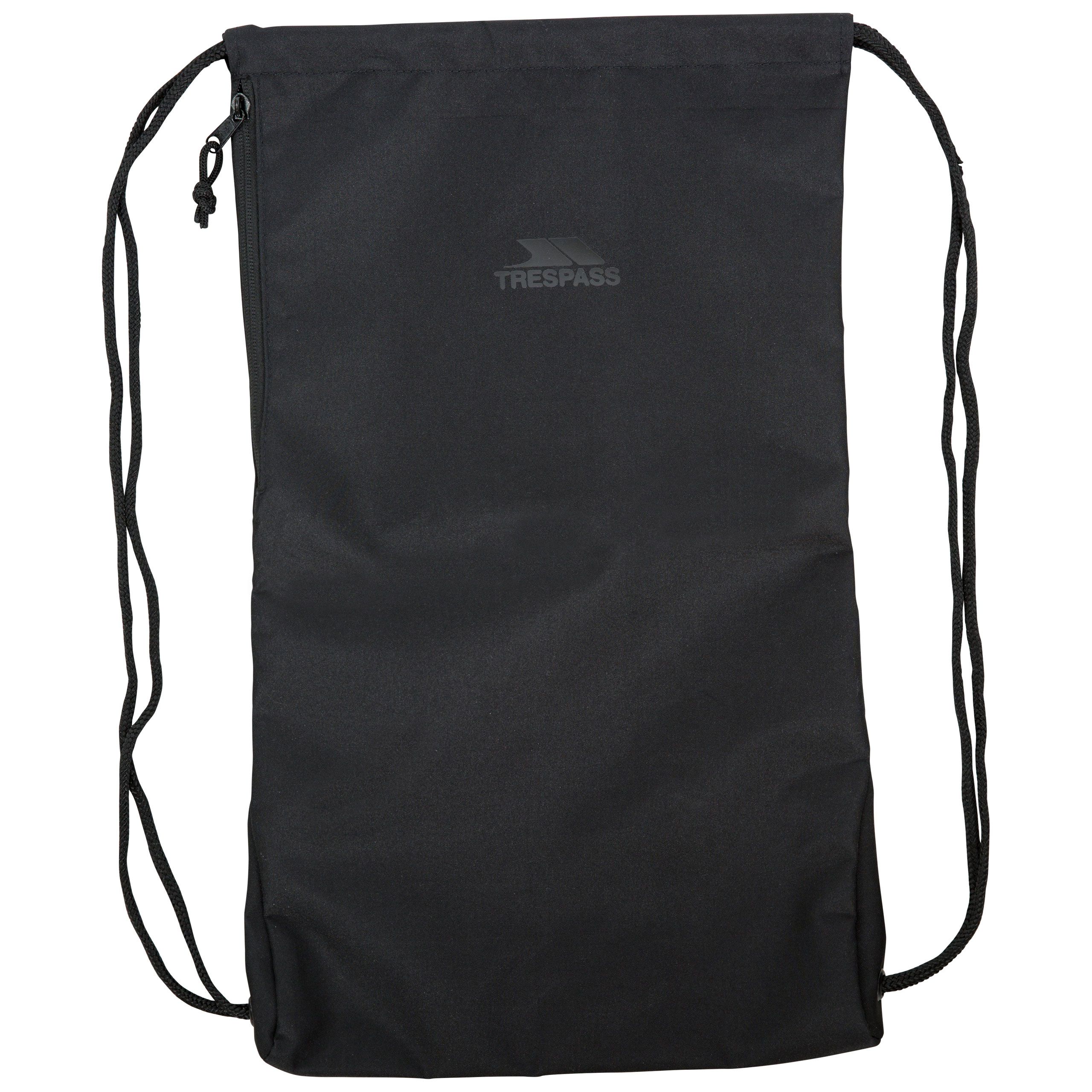 Trespass Drawstring Bag Black With Side Pocket Stape