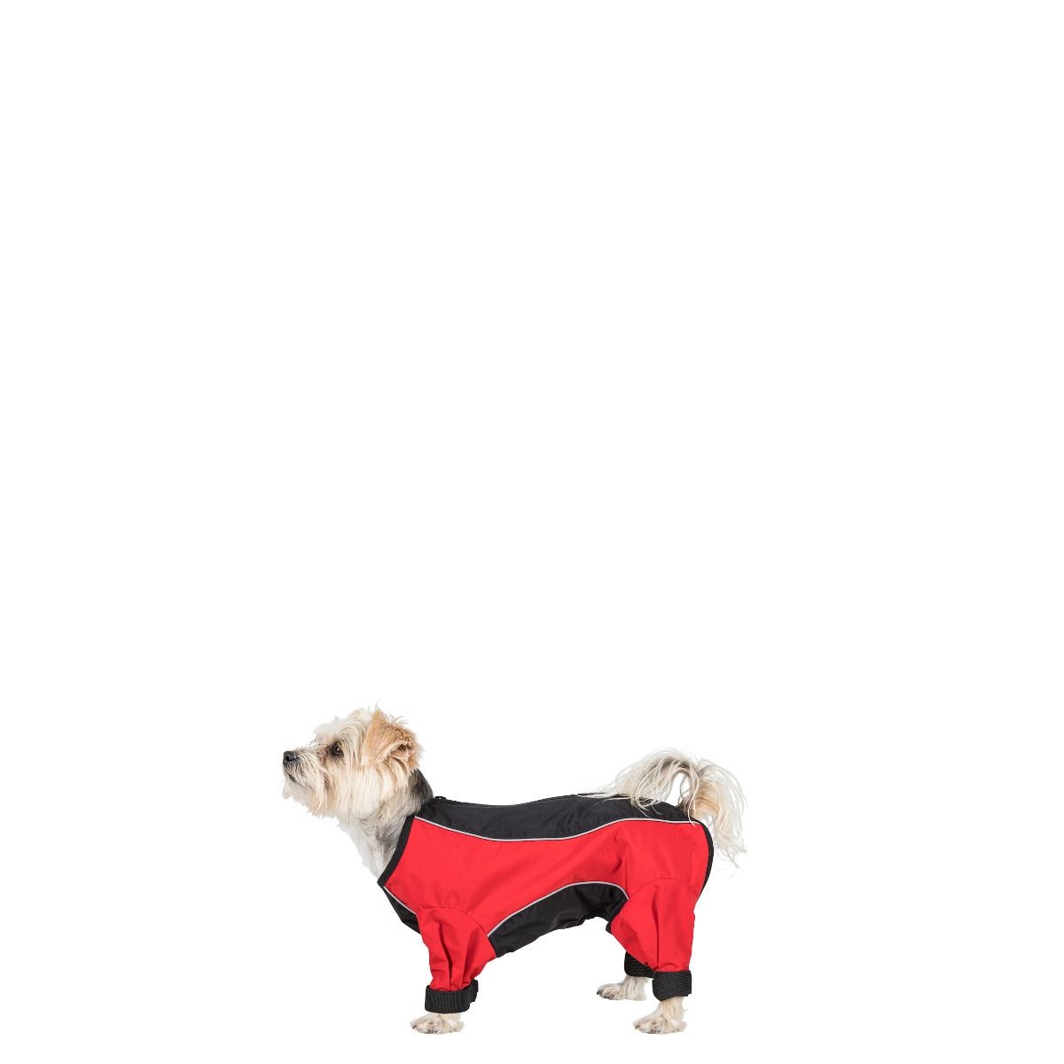 Trespaws Tia Dog Coat With Leg Covers Windproof Black Red