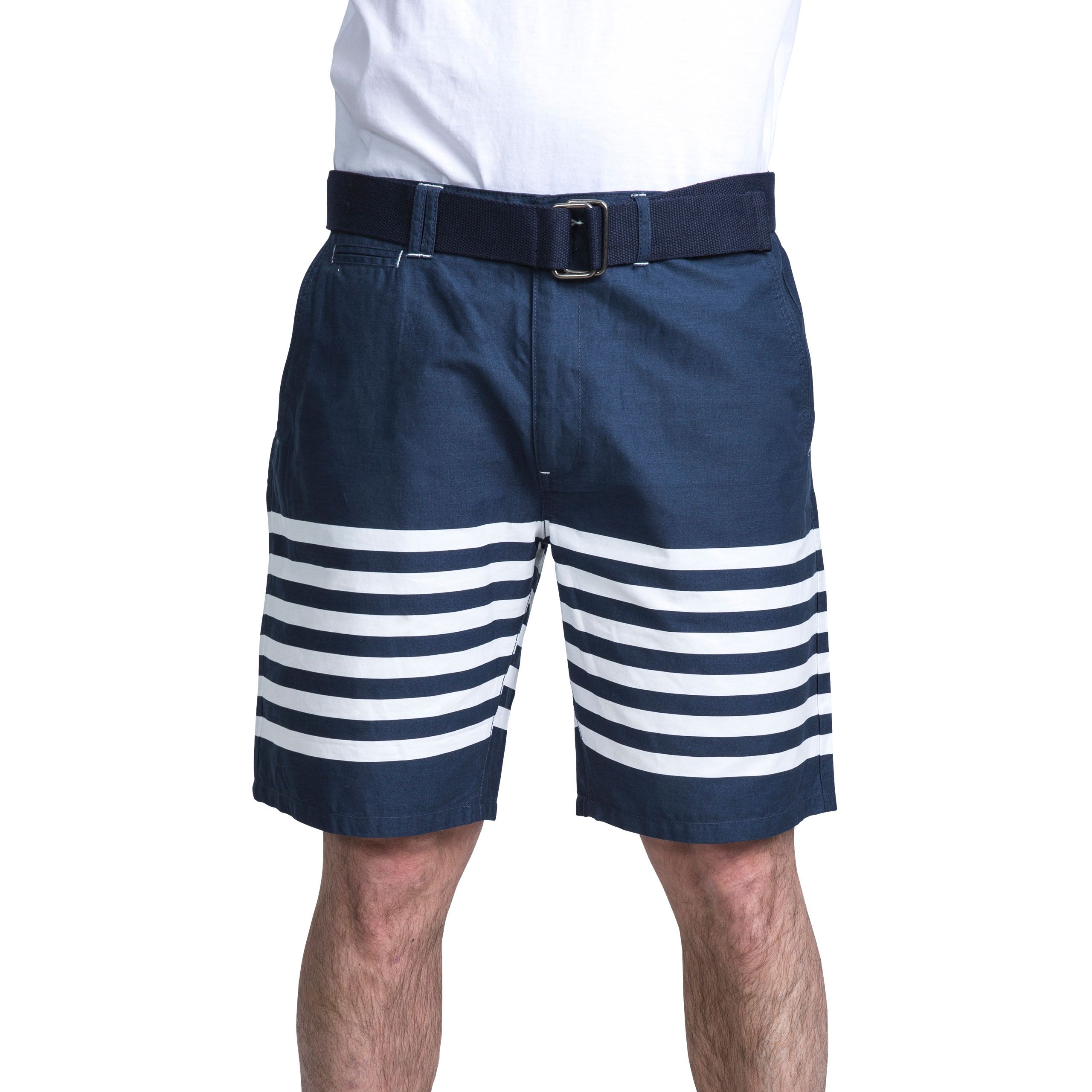 Direct Mens Longer Length Belted Nautical Style Shorts